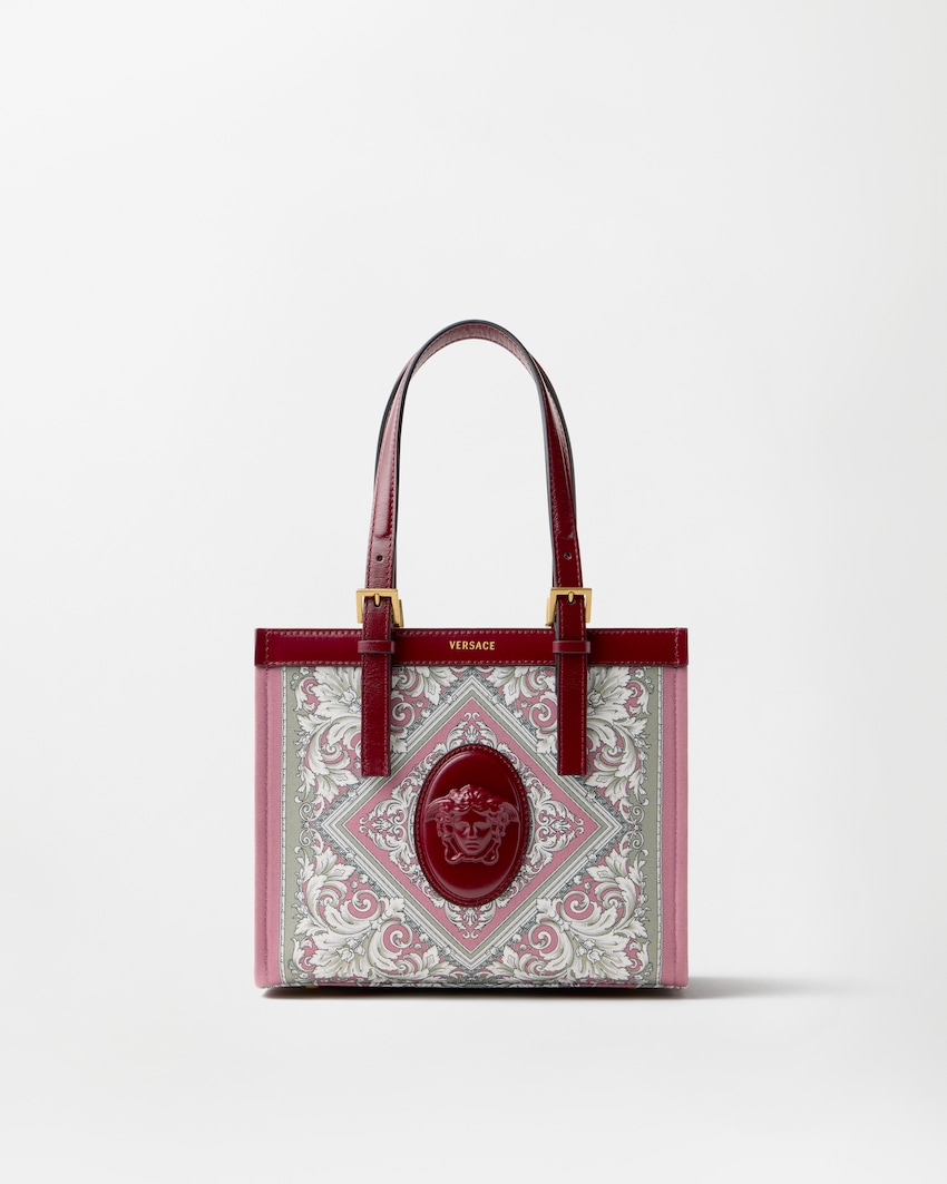 Rivi&egrave;re Printed Mini Canvas Tote Gray+Pink 1