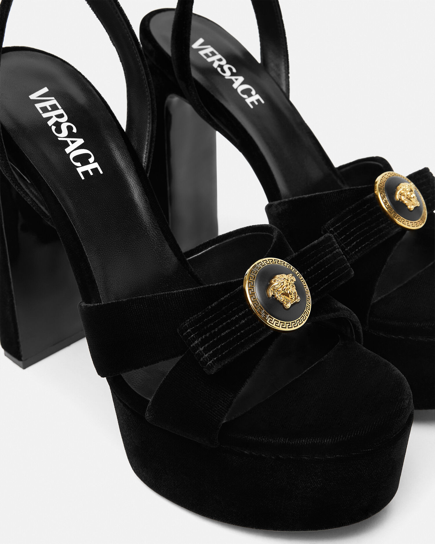 Gianni Ribbon Velvet Sandals 140 mm