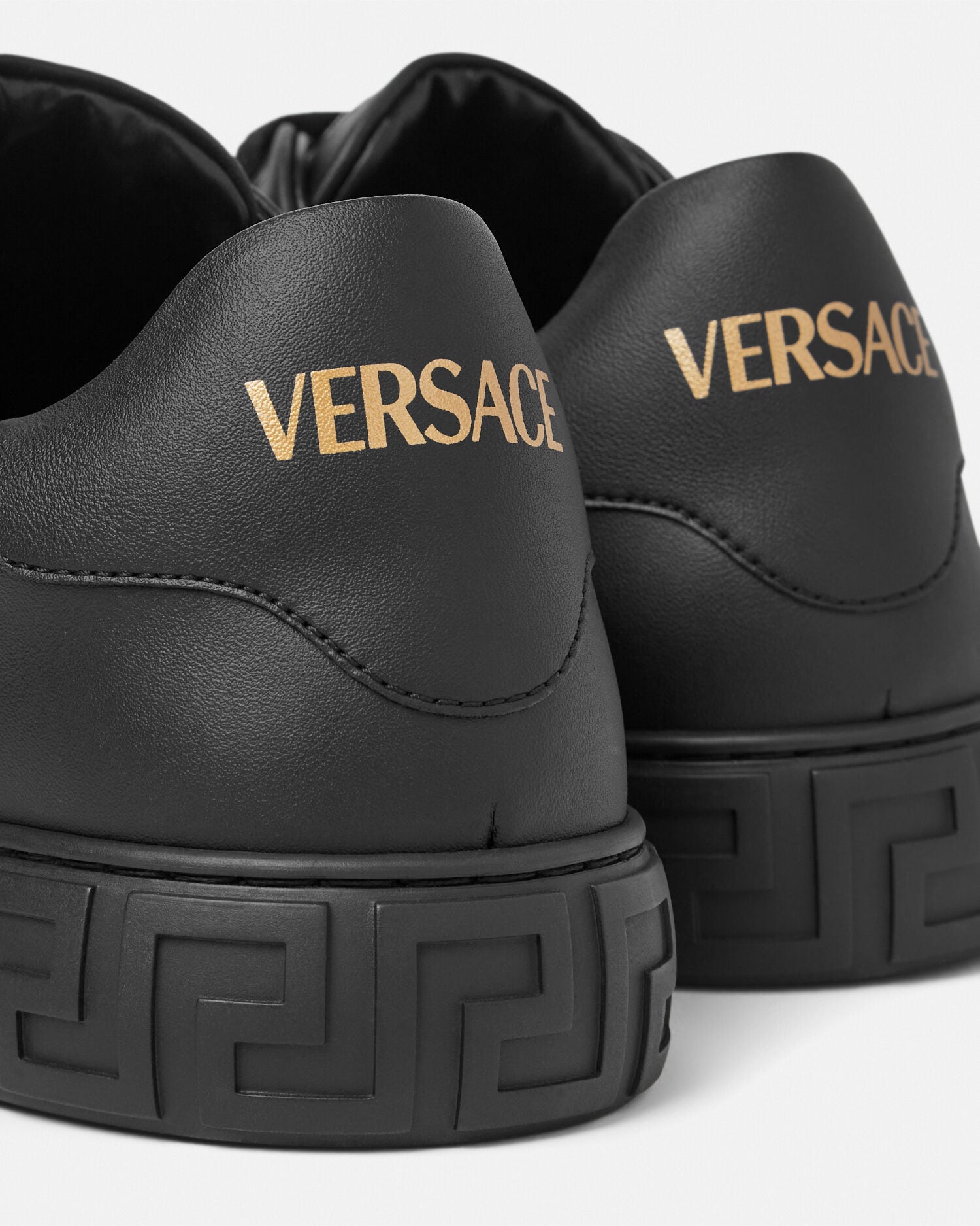 Greca Embellished Nylon Sneakers Black,Gold | VERSACE