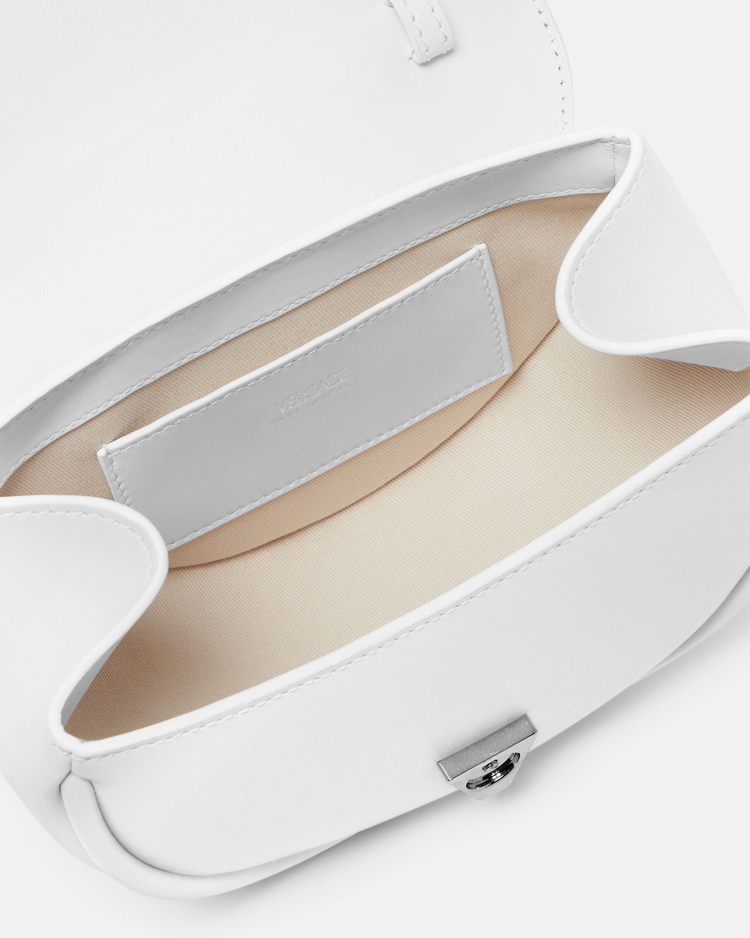 Virtus Embellished Small Shoulder Bag White | VERSACE