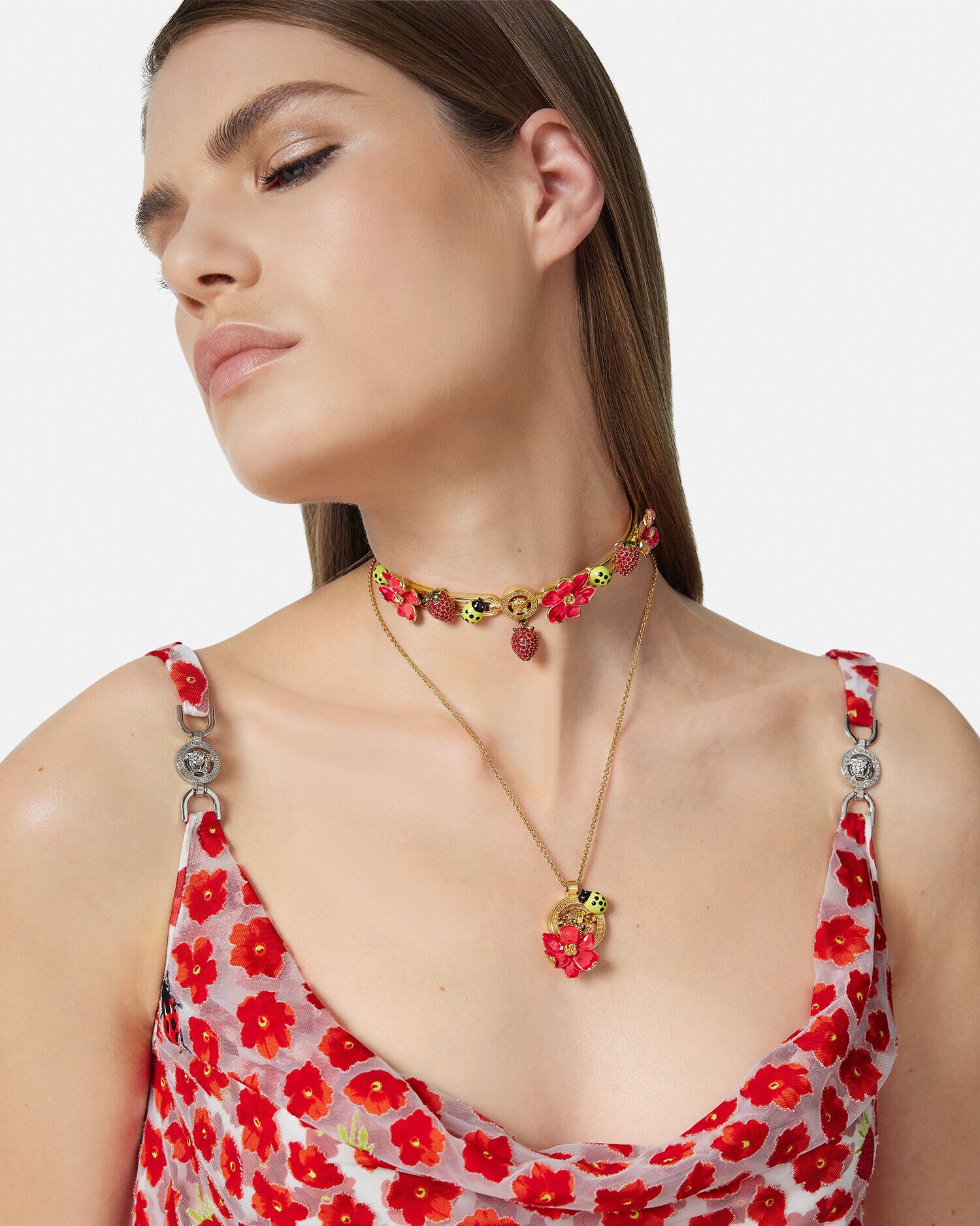 Strawberry Garden Pendant Necklace Gold VERSACE UK