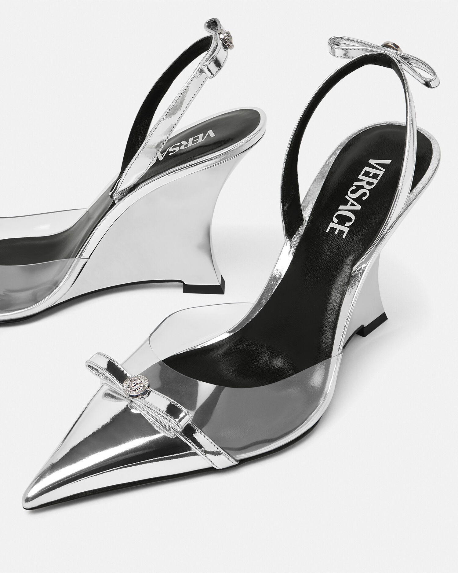 Silver versace heels clearance