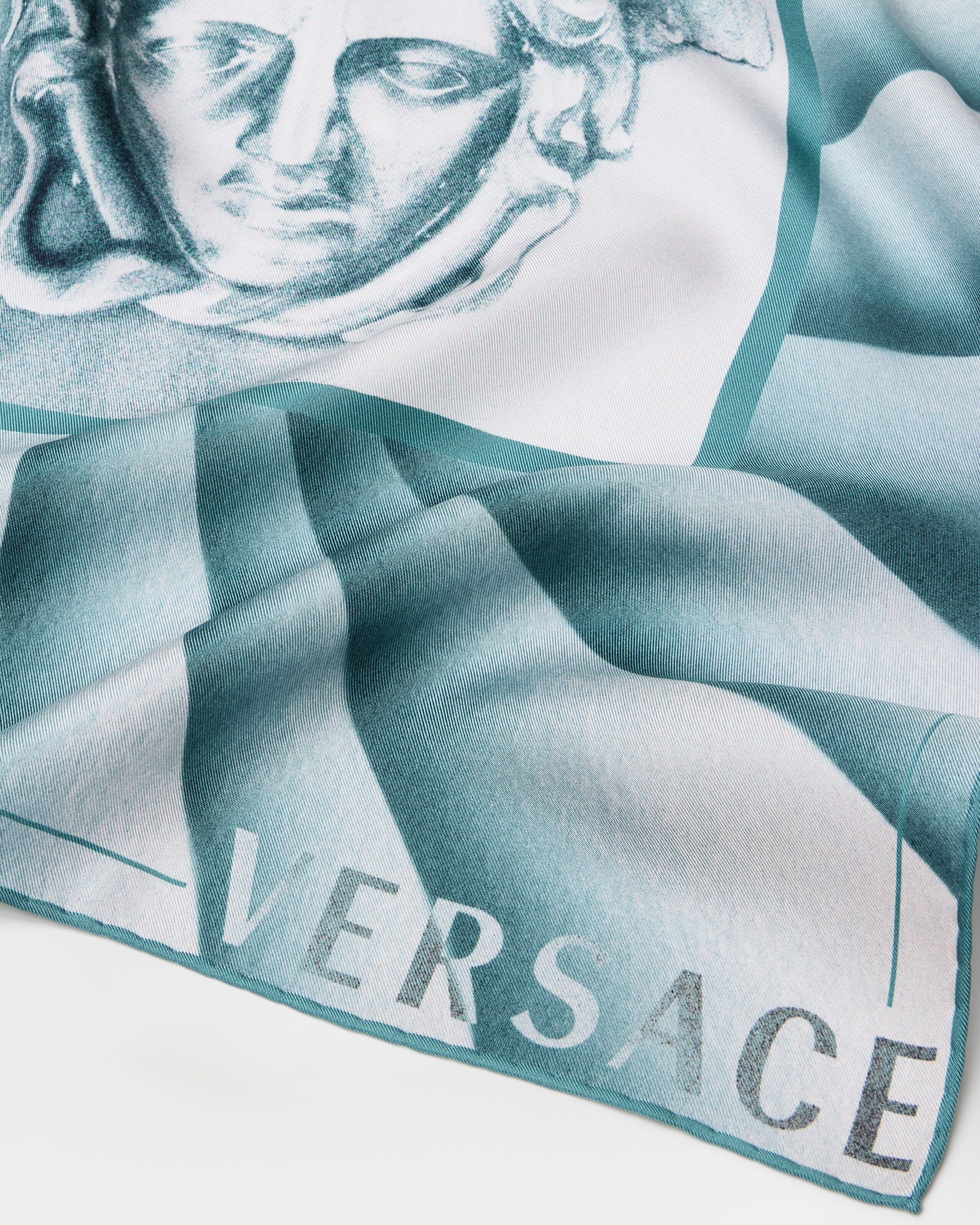 Printed Silk Twill Scarf 55 cm Blue | VERSACE US