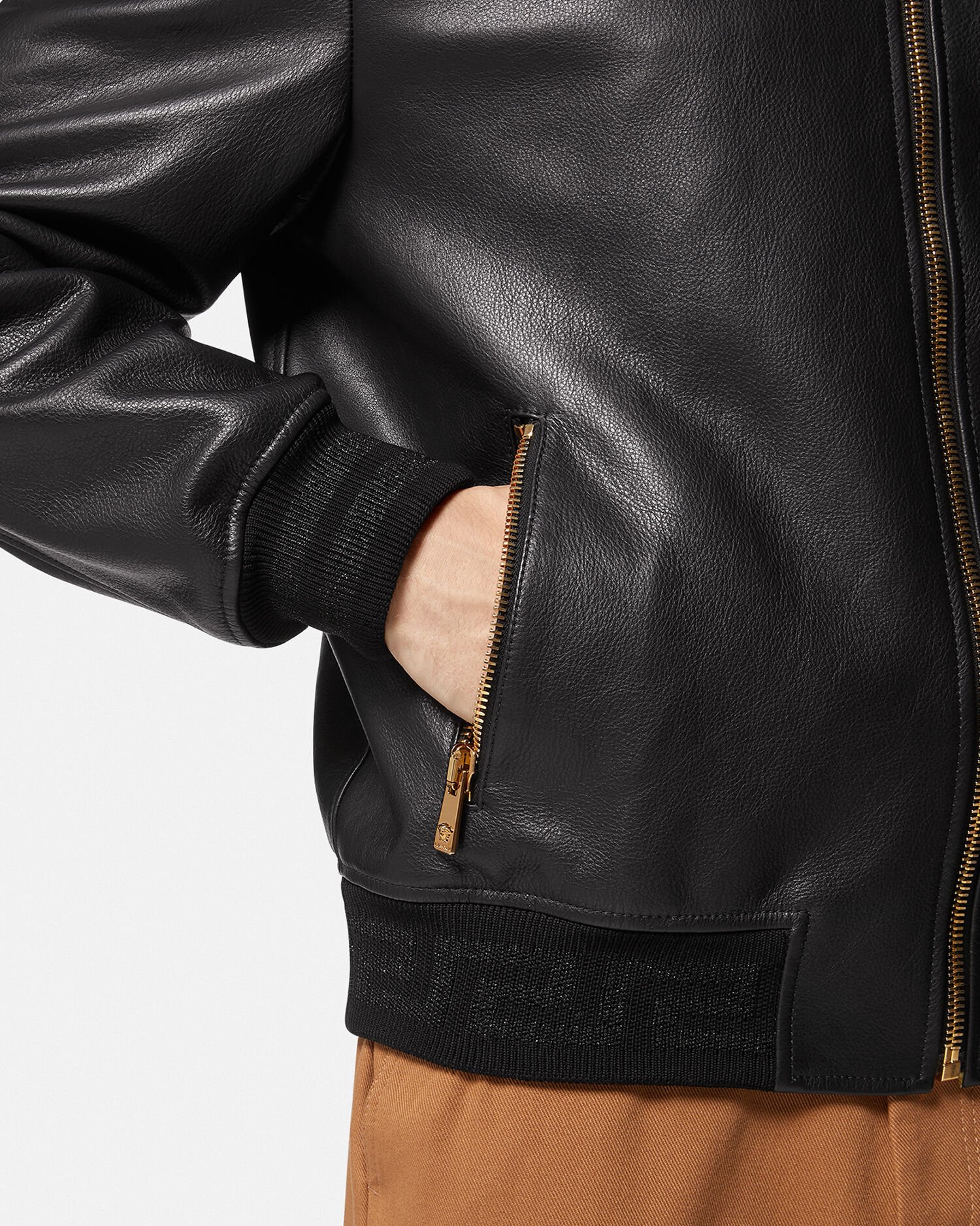 Versace leather bomber jacket hotsell