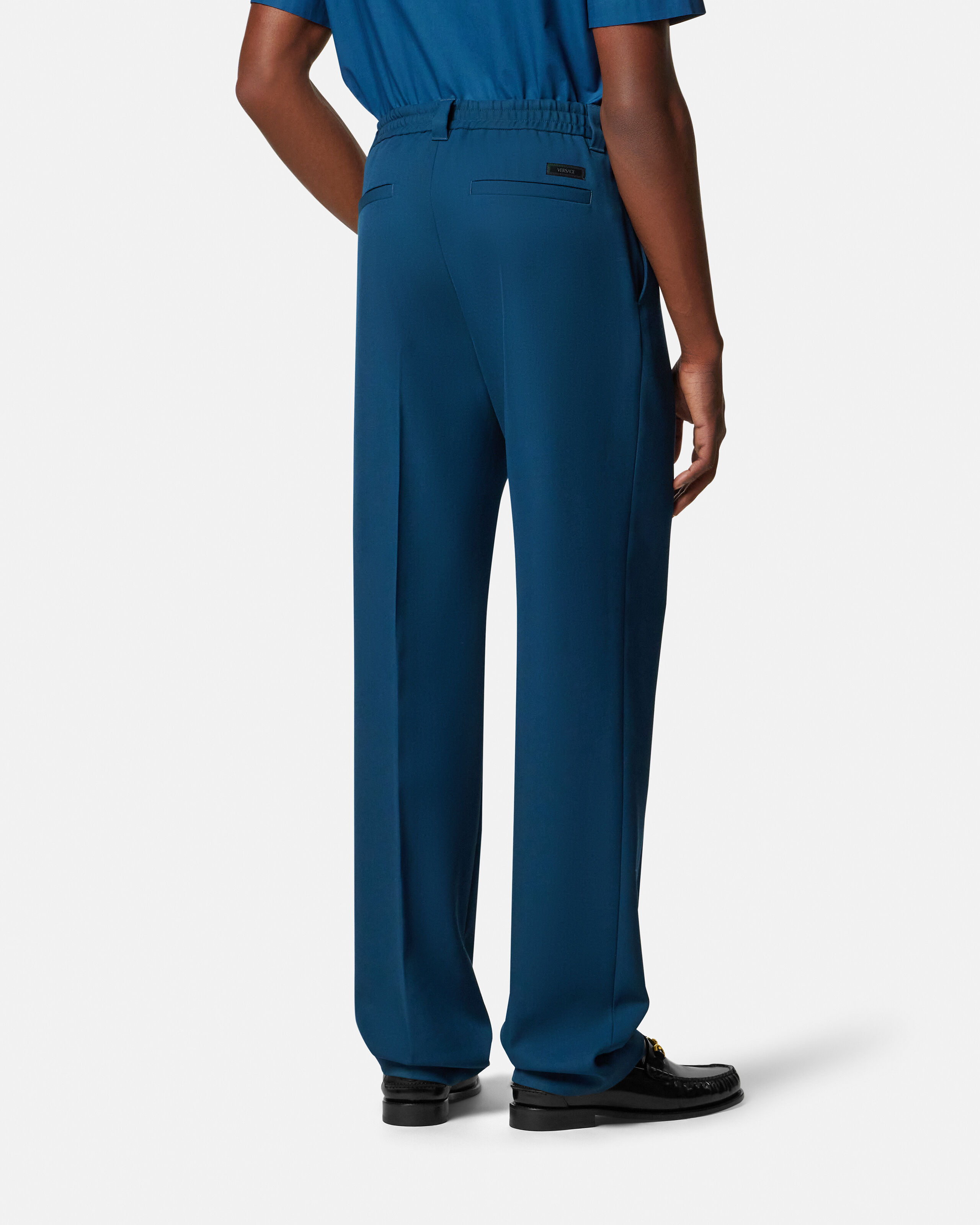 VERSACE ダークブルーパンツ スリムフィット Wool Jogger Pants Blue | VERSACE