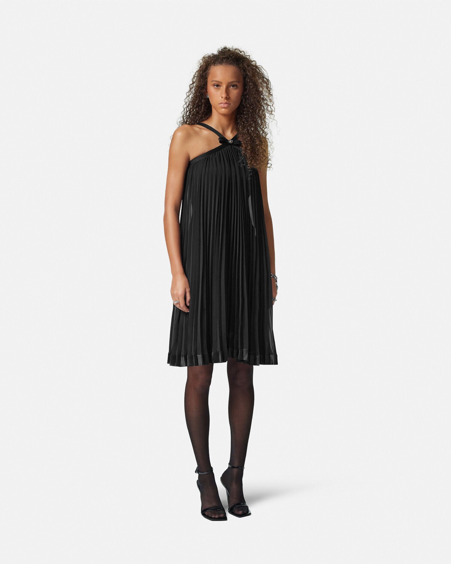 Halterneck Pleated Mini Dress