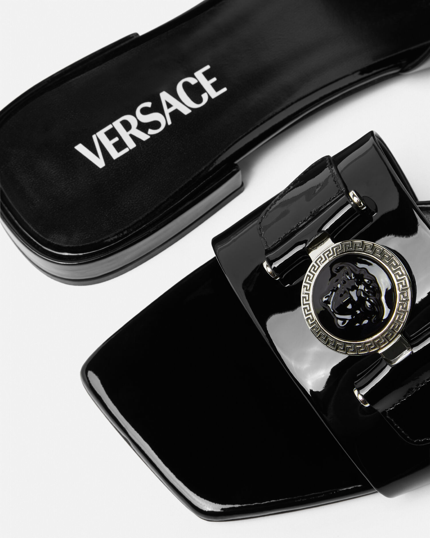 Silver cheap versace slides