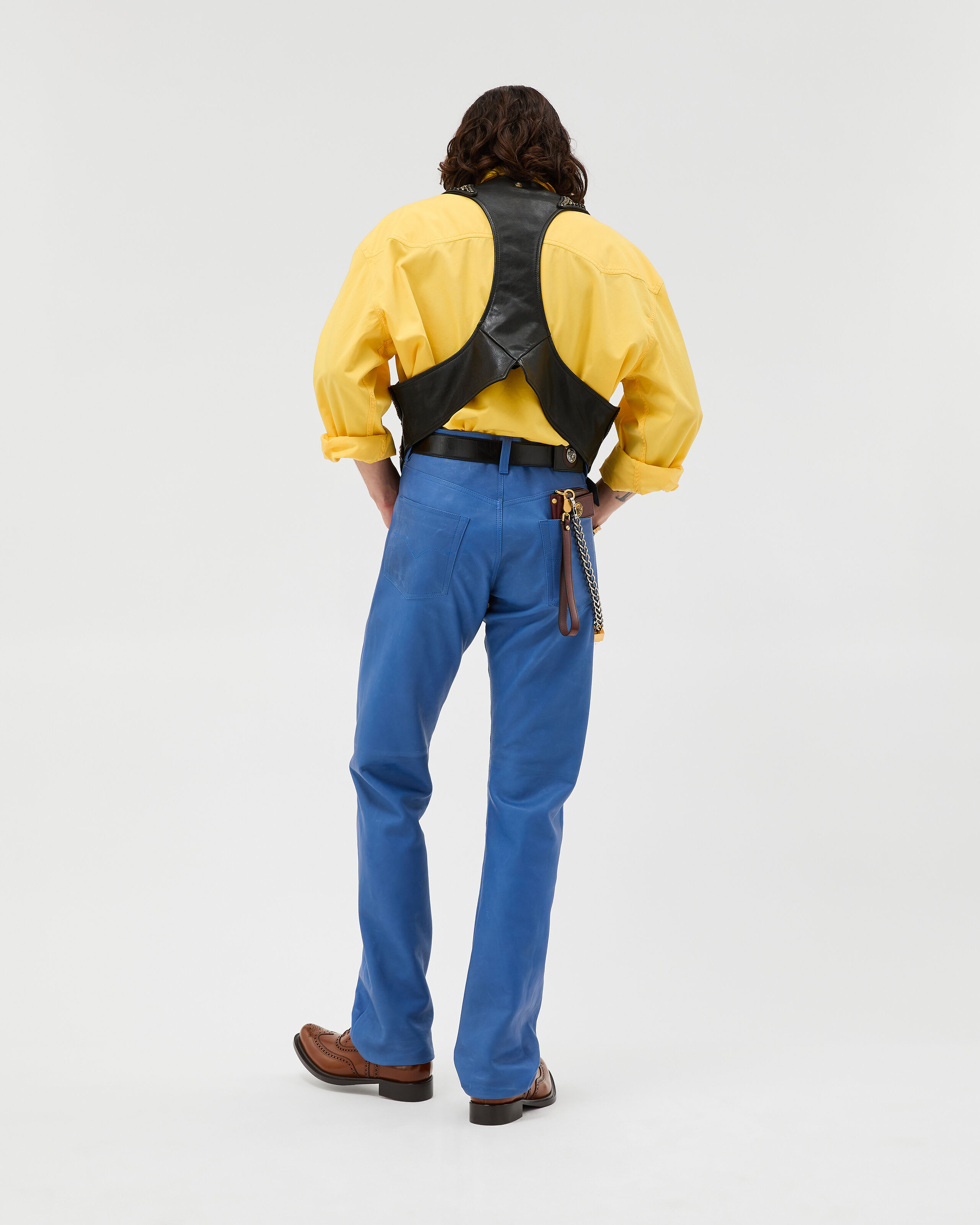 Leather Pants Blue | VERSACE US