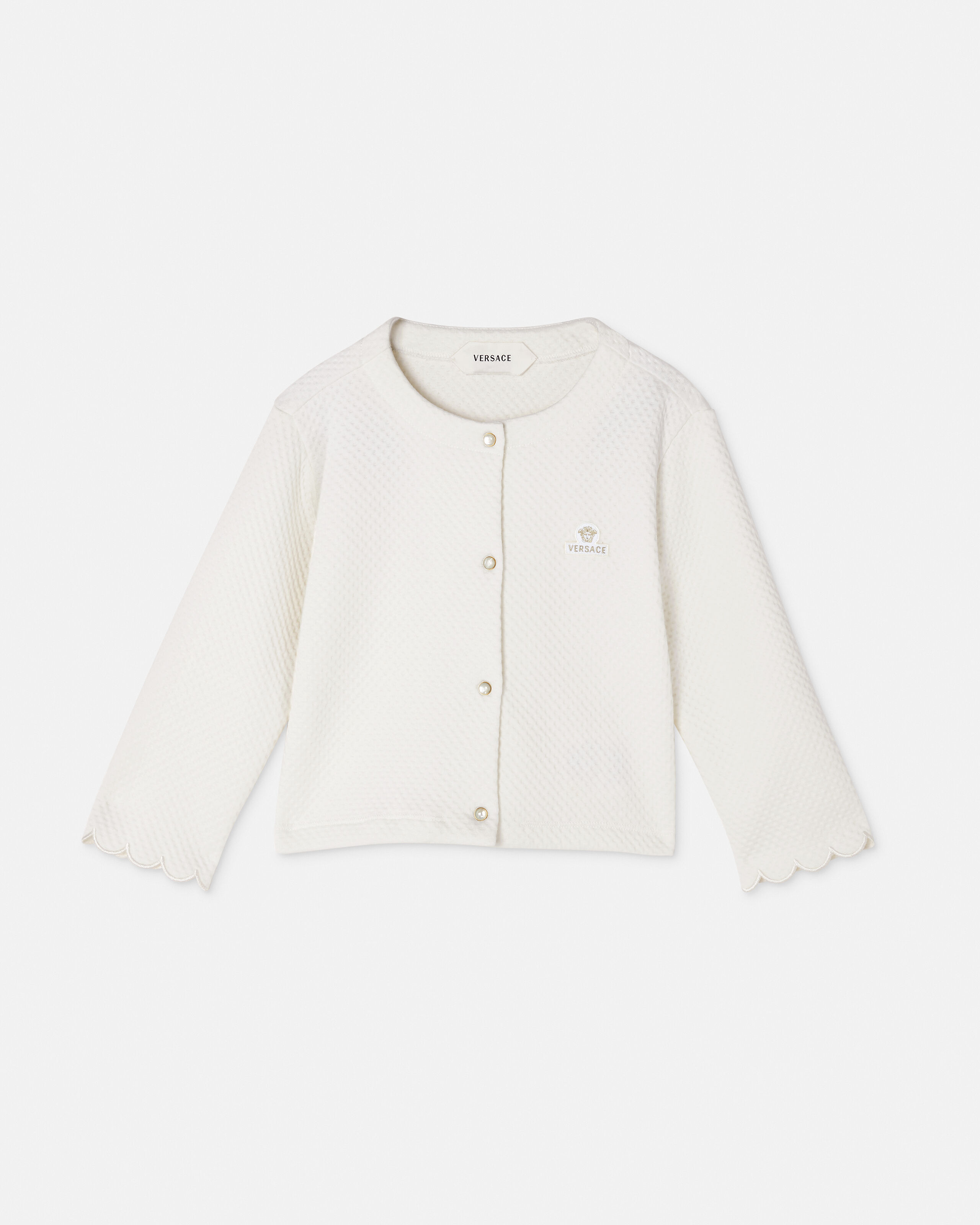 Baby Embroidered Matelassé Cotton-Jersey Cardigan White | VERSACE