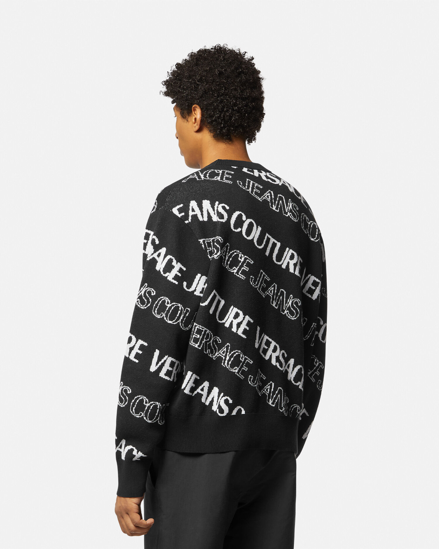 Versace Maglia in jacquard con logo a onde VERSACE
