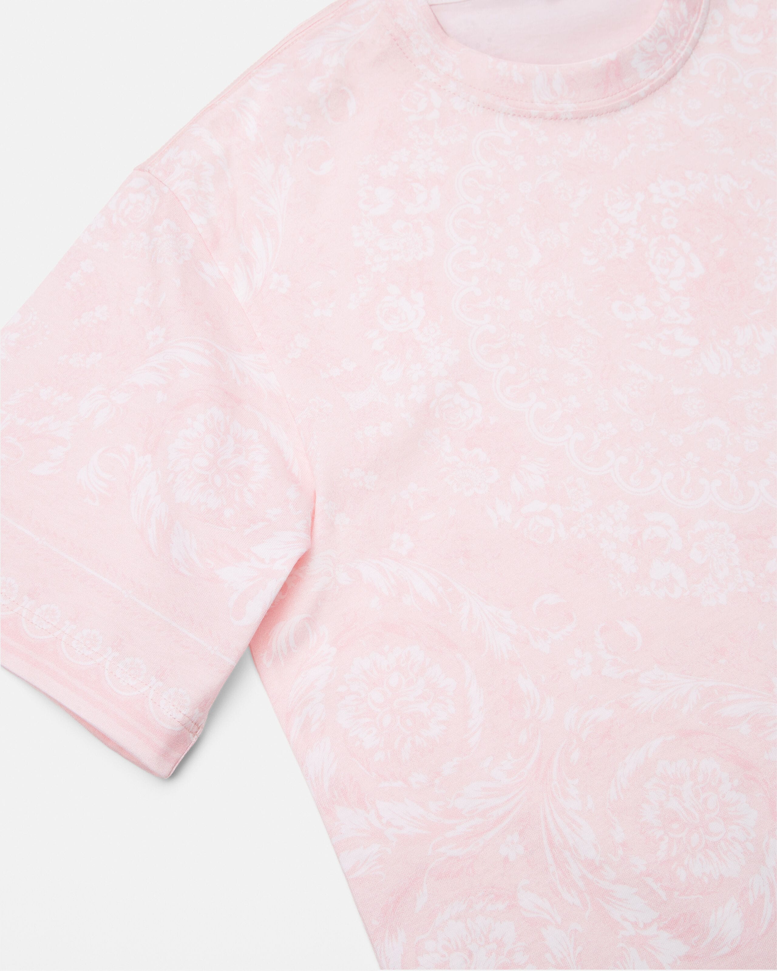Printed Cotton-Jersey T-Shirt Pink | VERSACE US