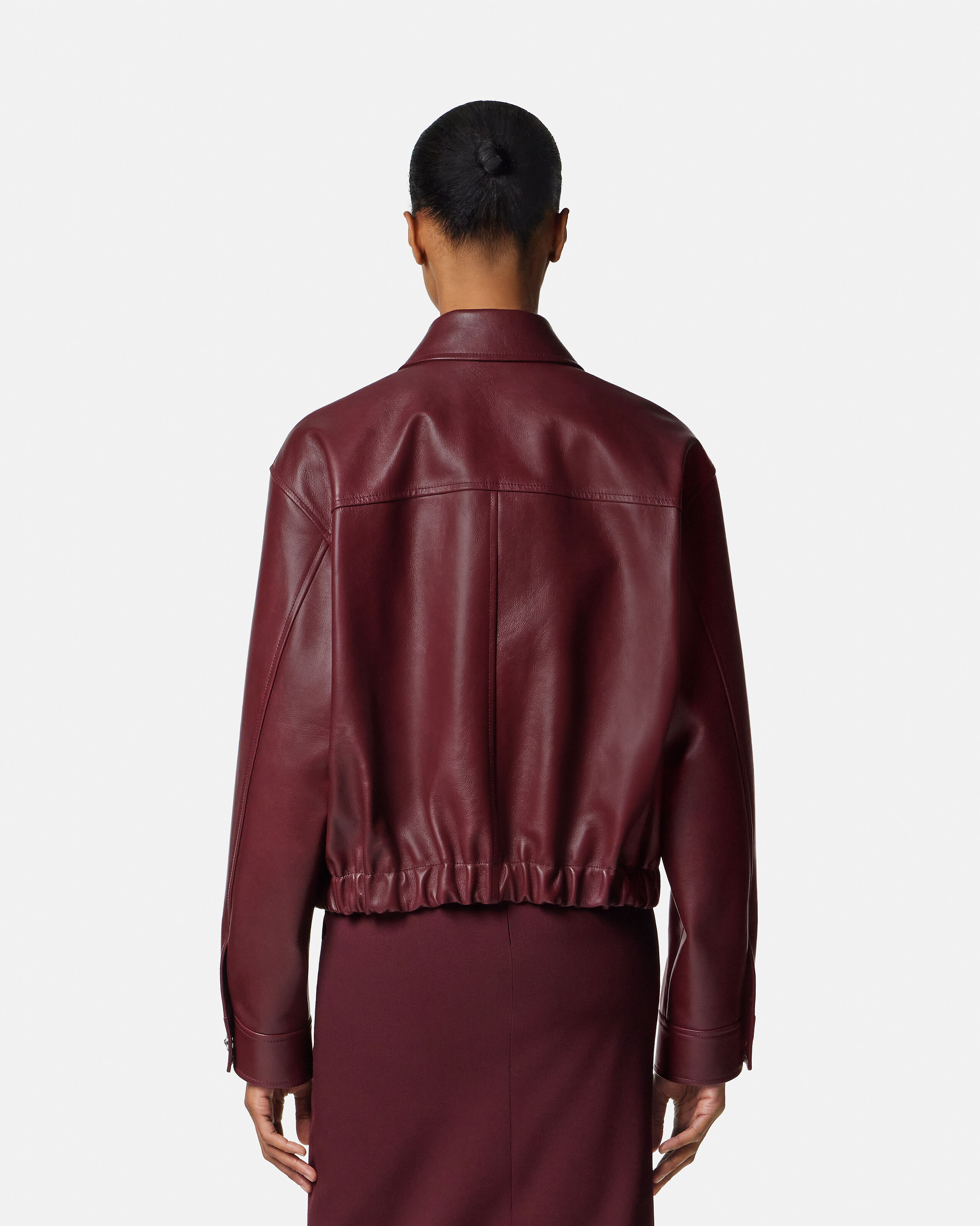 Leather Blouson Burgundy | VERSACE US