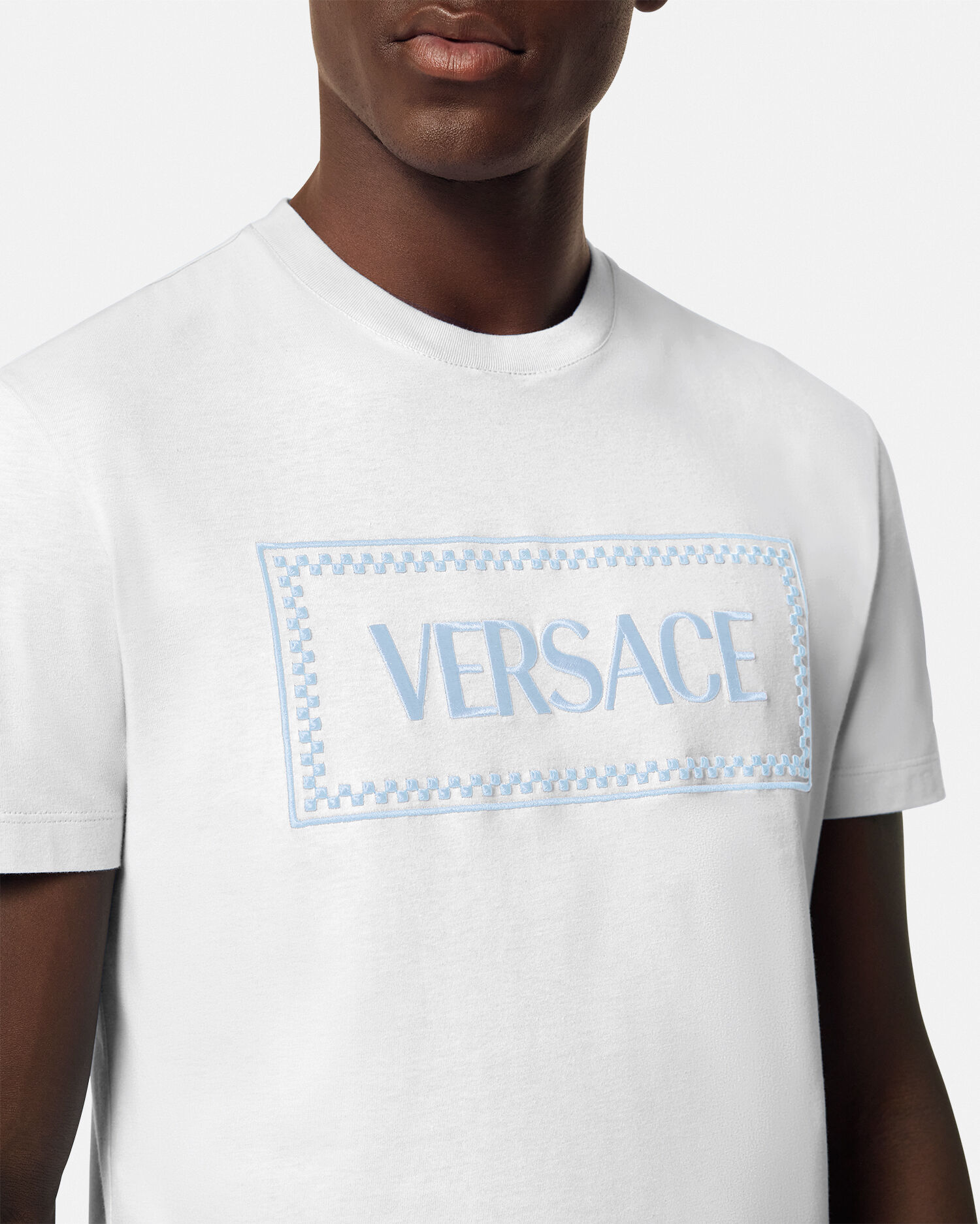 Embroidered 90s Vintage Logo T Shirt White VERSACE
