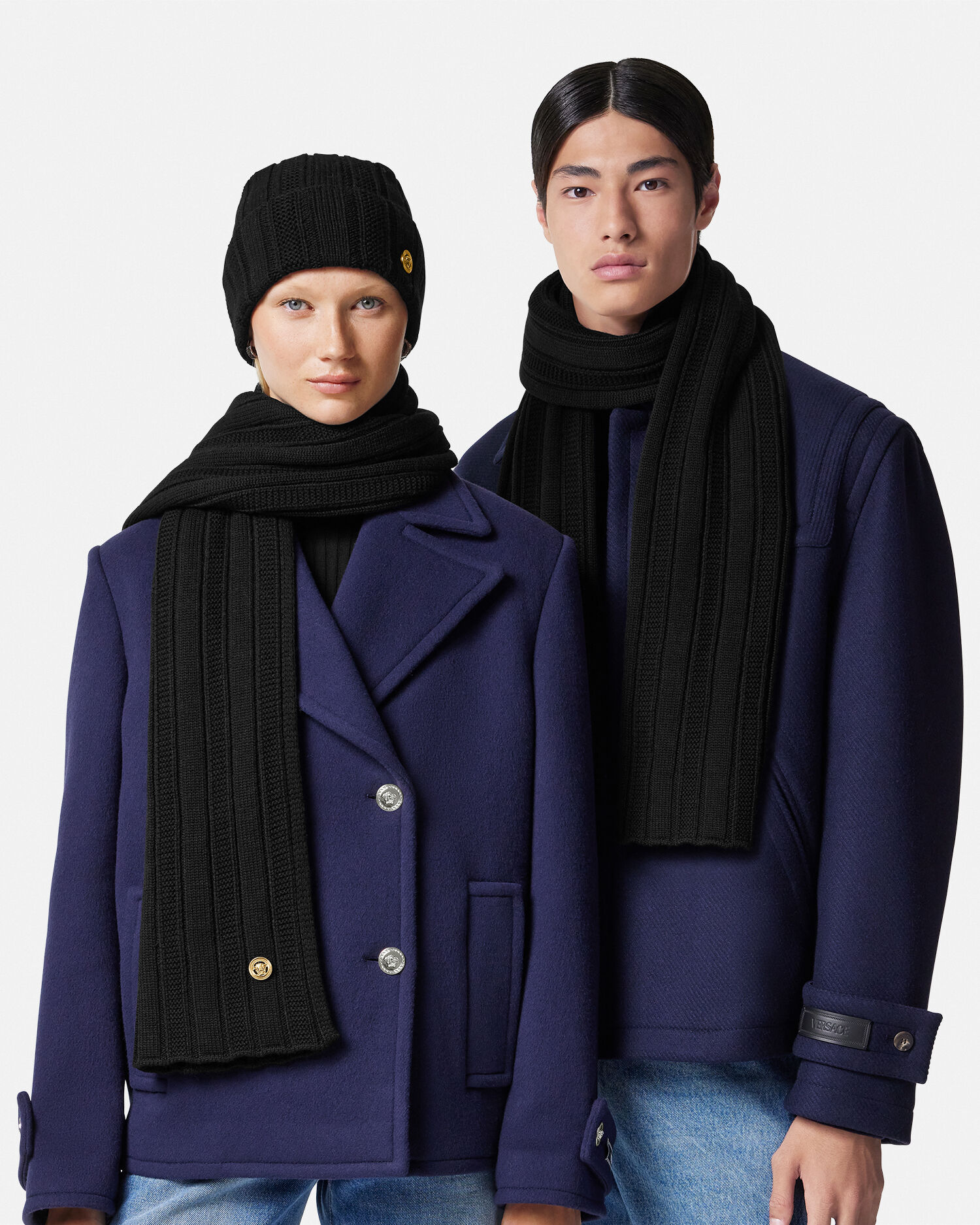 Ribbed Wool Knit Scarf