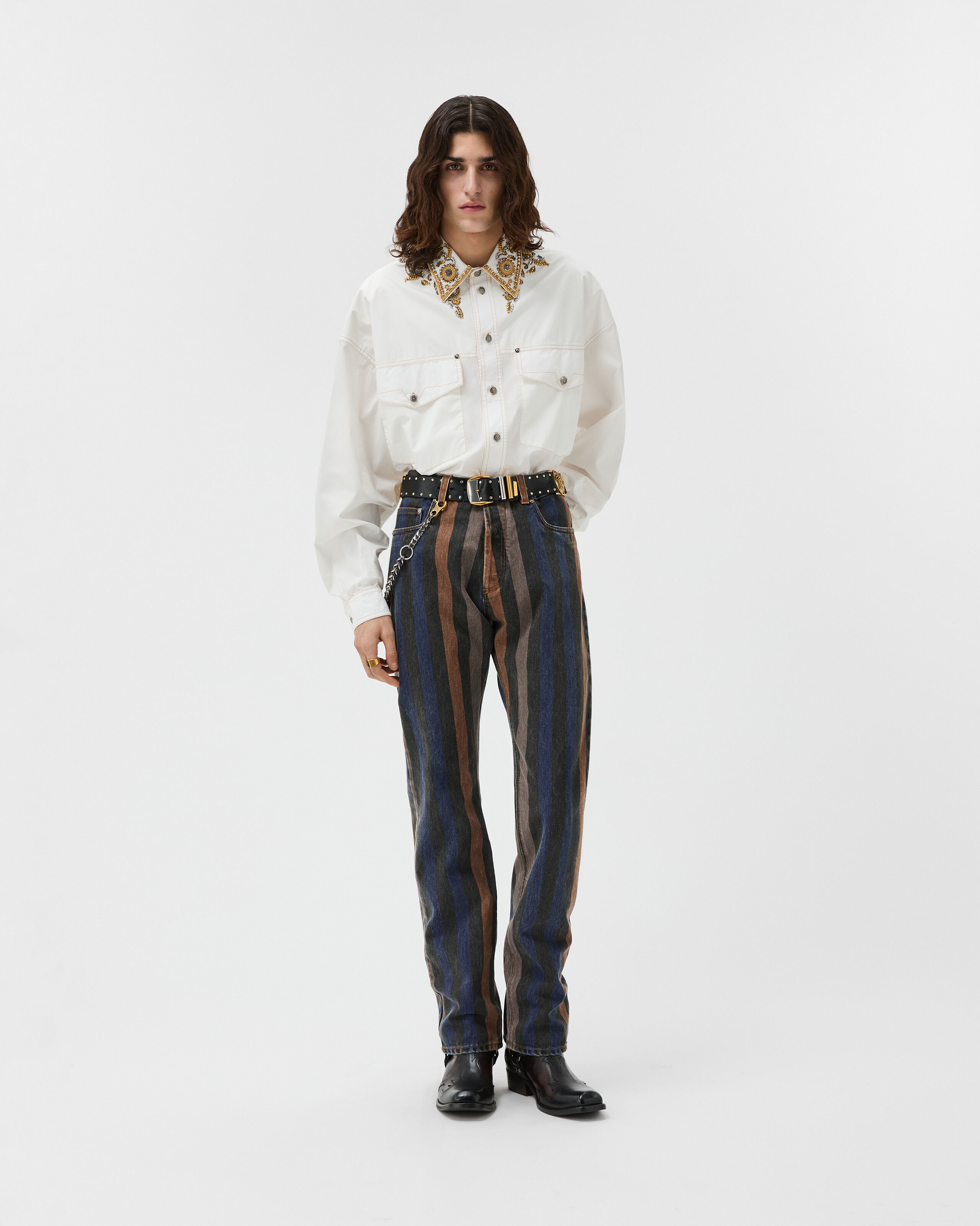 Striped Straight Jeans Multicolor | VERSACE
