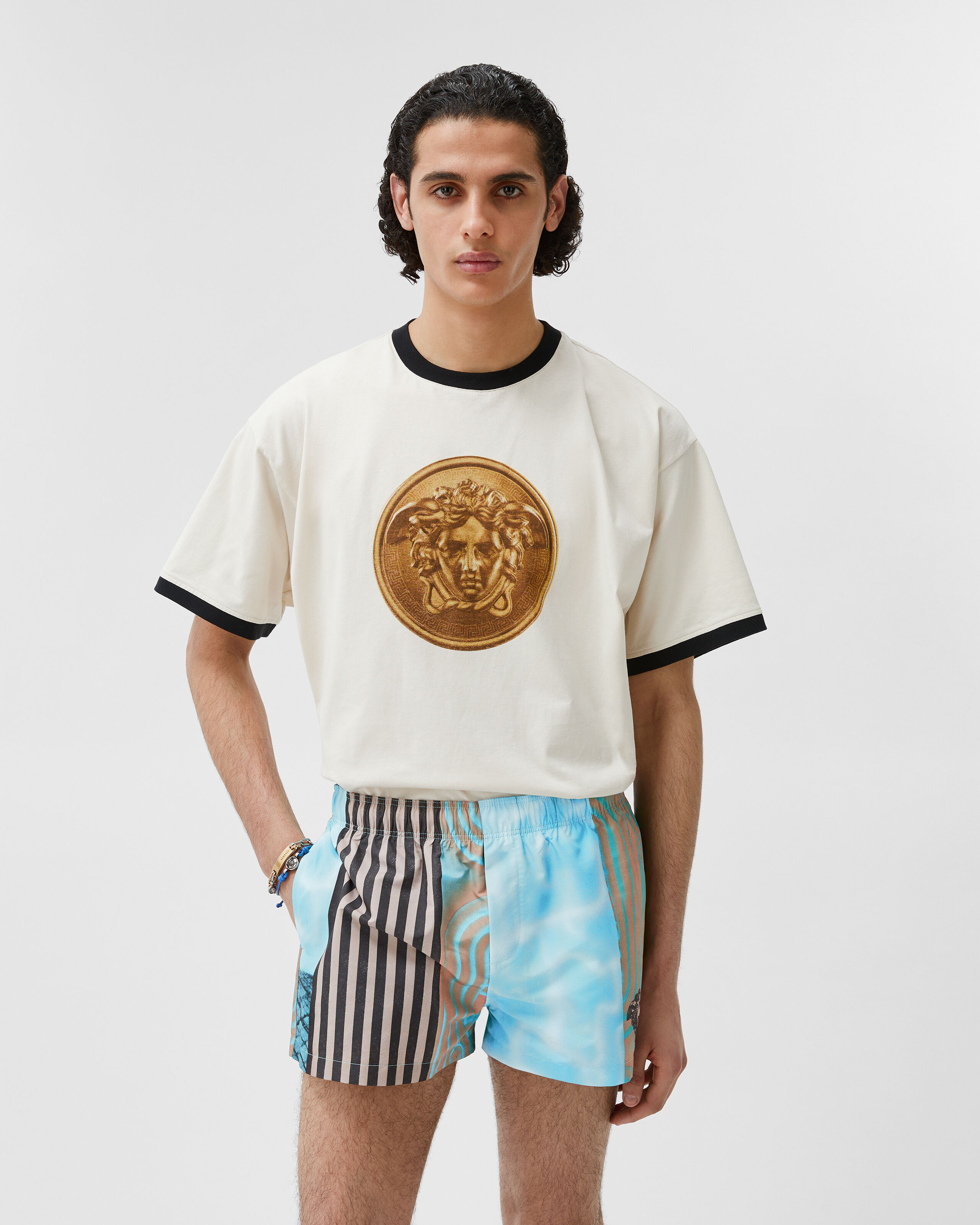 Printed Swim Shorts Print | VERSACE US