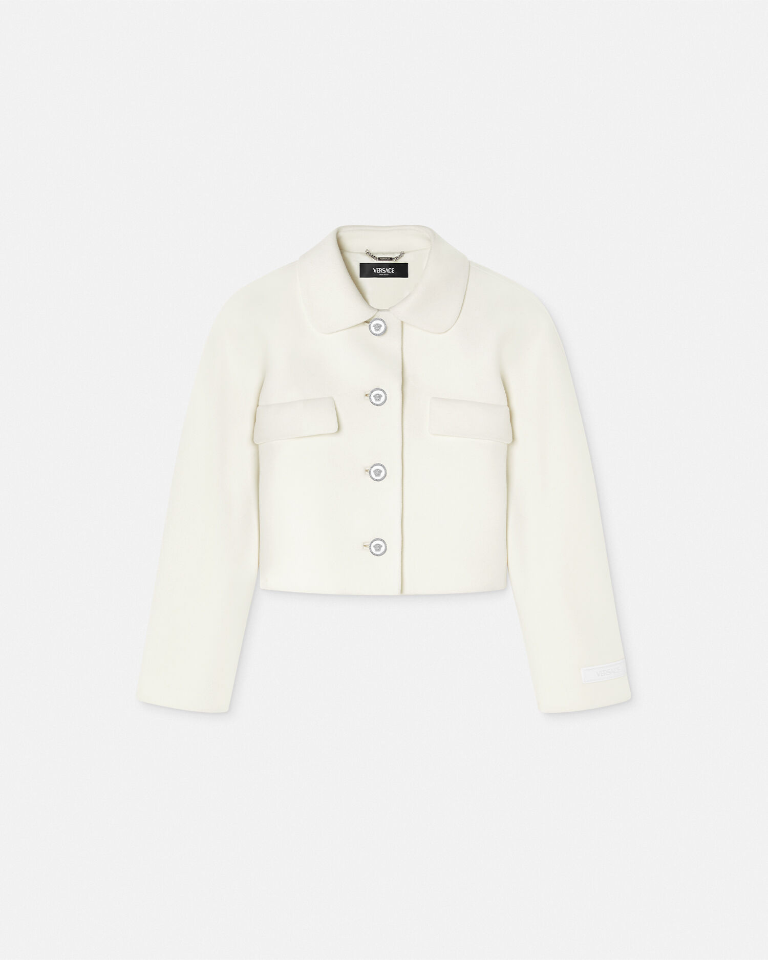Chaqueta corta Caban de mezcla de lana Blanco VERSACE MX