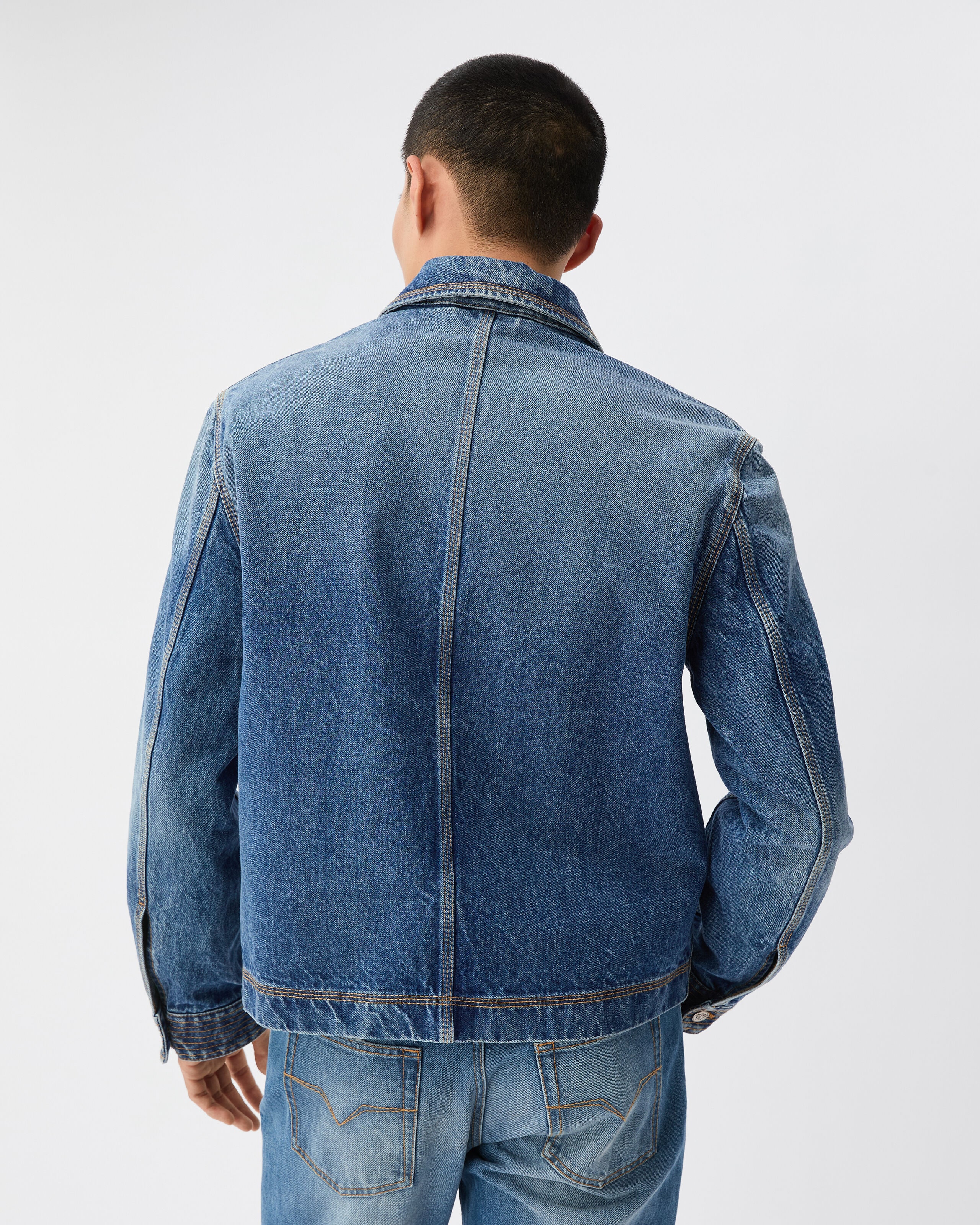 versace デニムセットアップ Denim Blouson Blue | VERSACE US