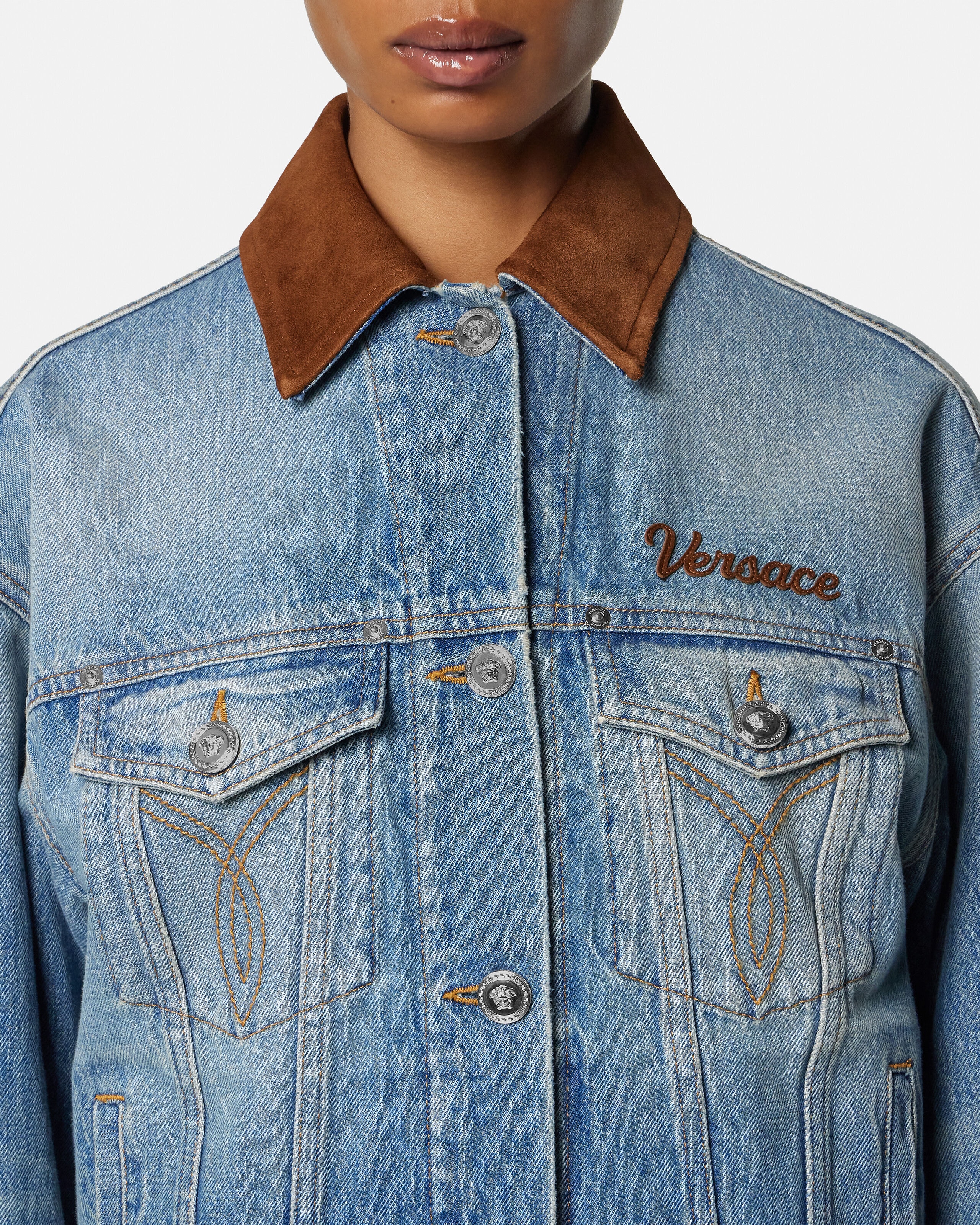 Denim Trucker Jacket Blue | VERSACE US
