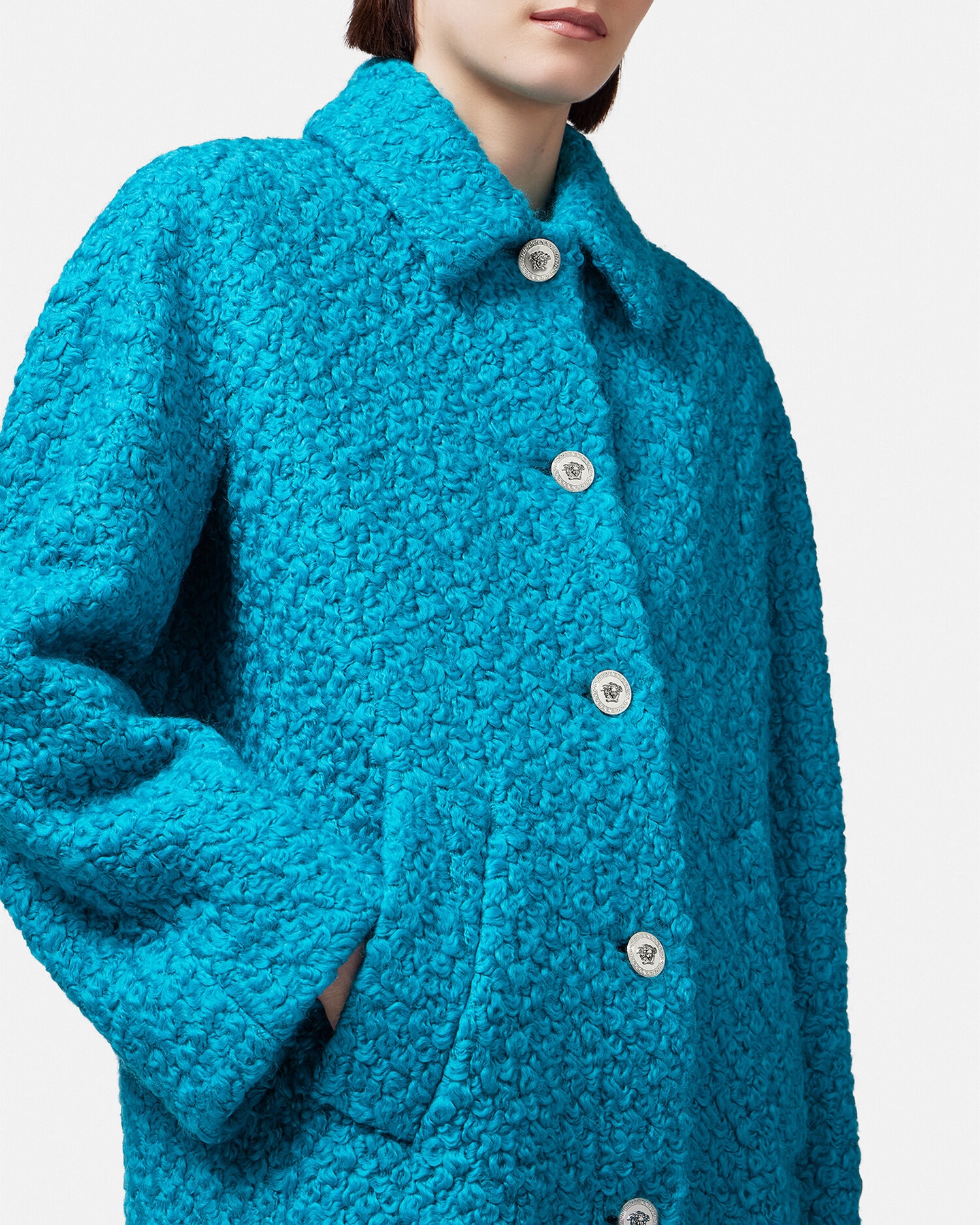 Boucle coat blue outlet