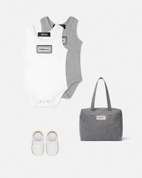 Baby Ribbed Cotton Bodysuit 2-Pack  White+Silver 2