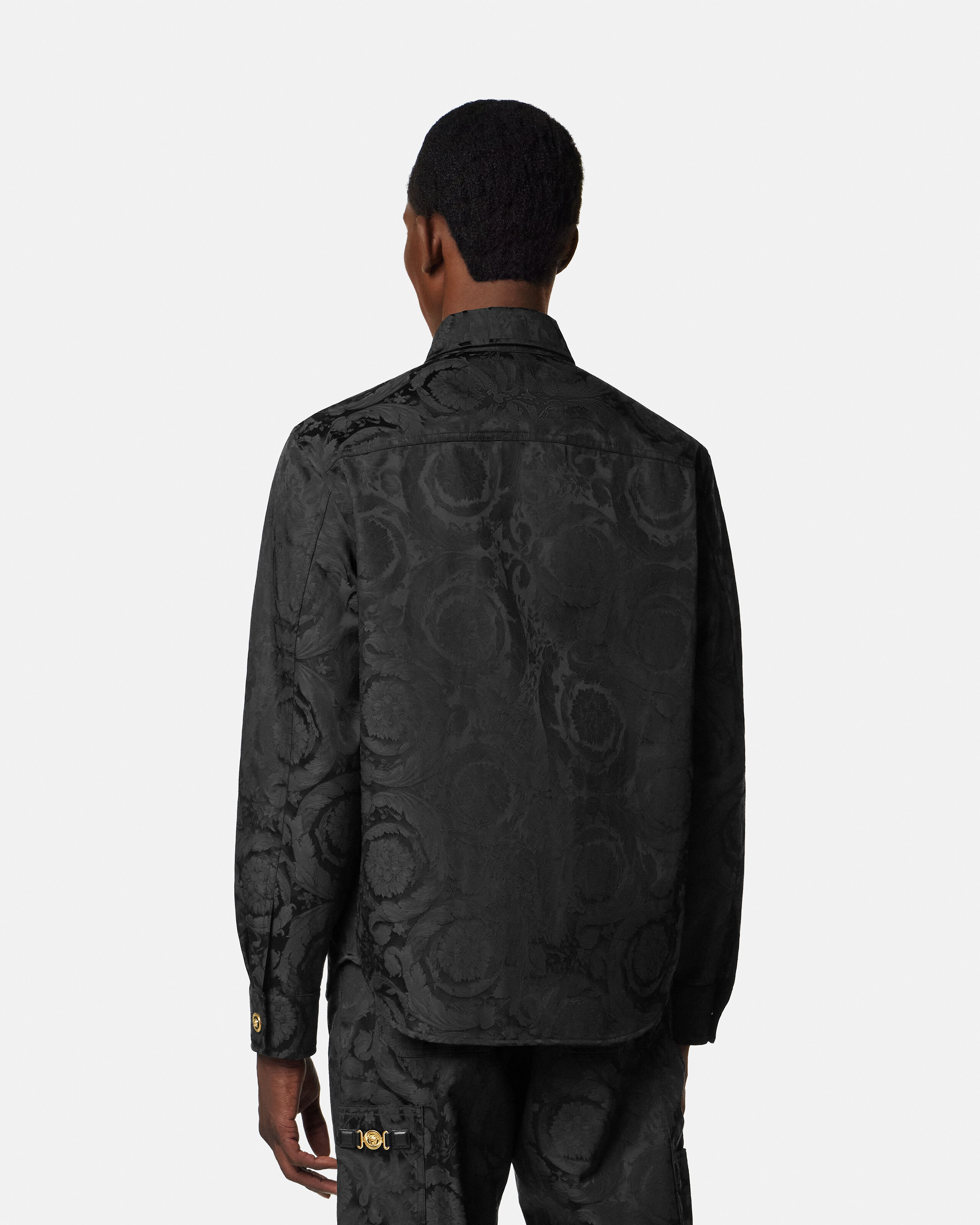 Jacquard Cotton Overshirt Black | VERSACE