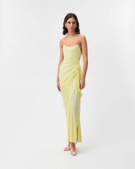 Vestido de punto de viscosa drapeado Amarillo 2