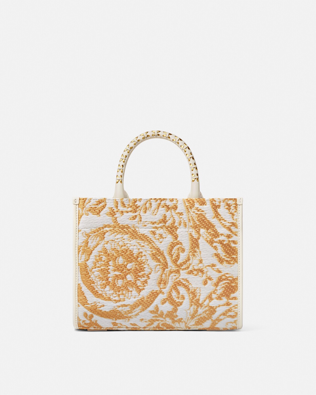 Versace Athena petit fourre-tout en raphia Blanc+Or 5
