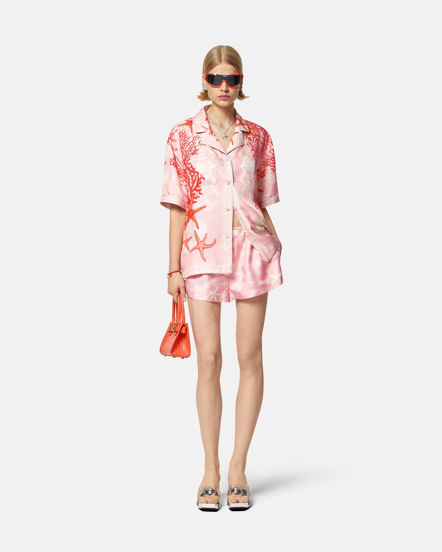 Versace silk shirt and shorts cheap