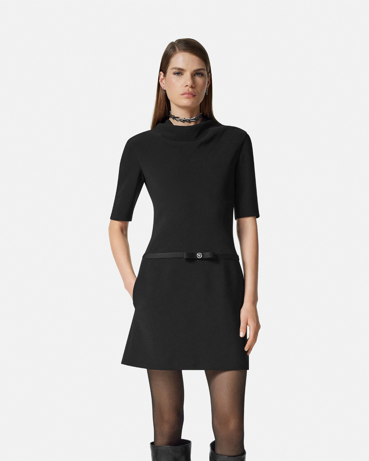 Versace back cady shift mini dress deals