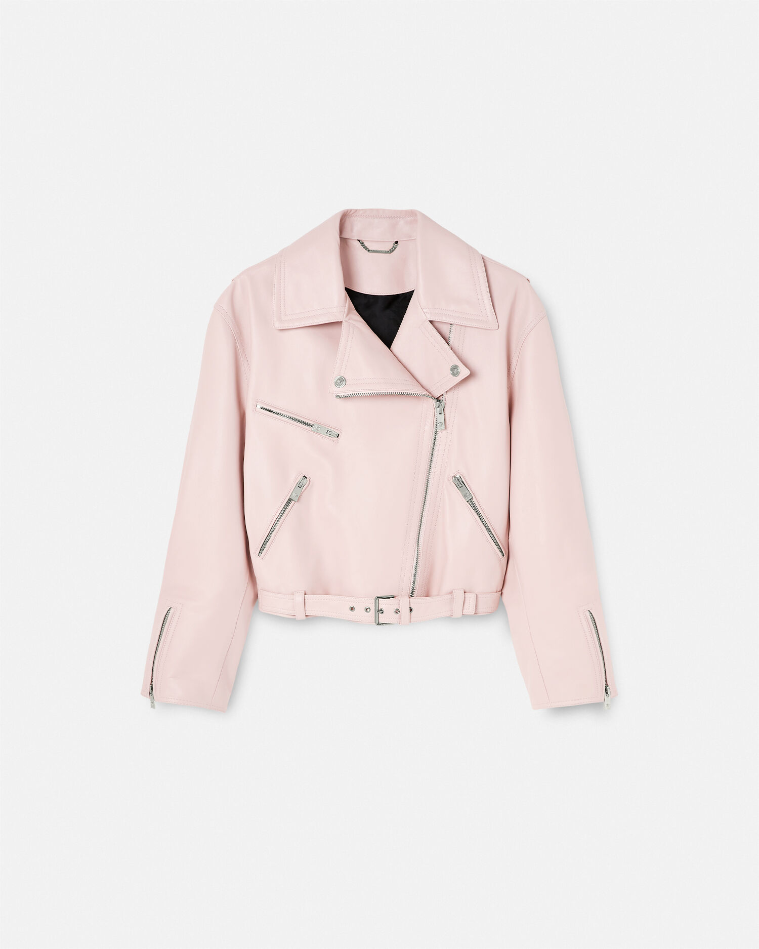 Blouson de motard en cuir Rose VERSACE FR
