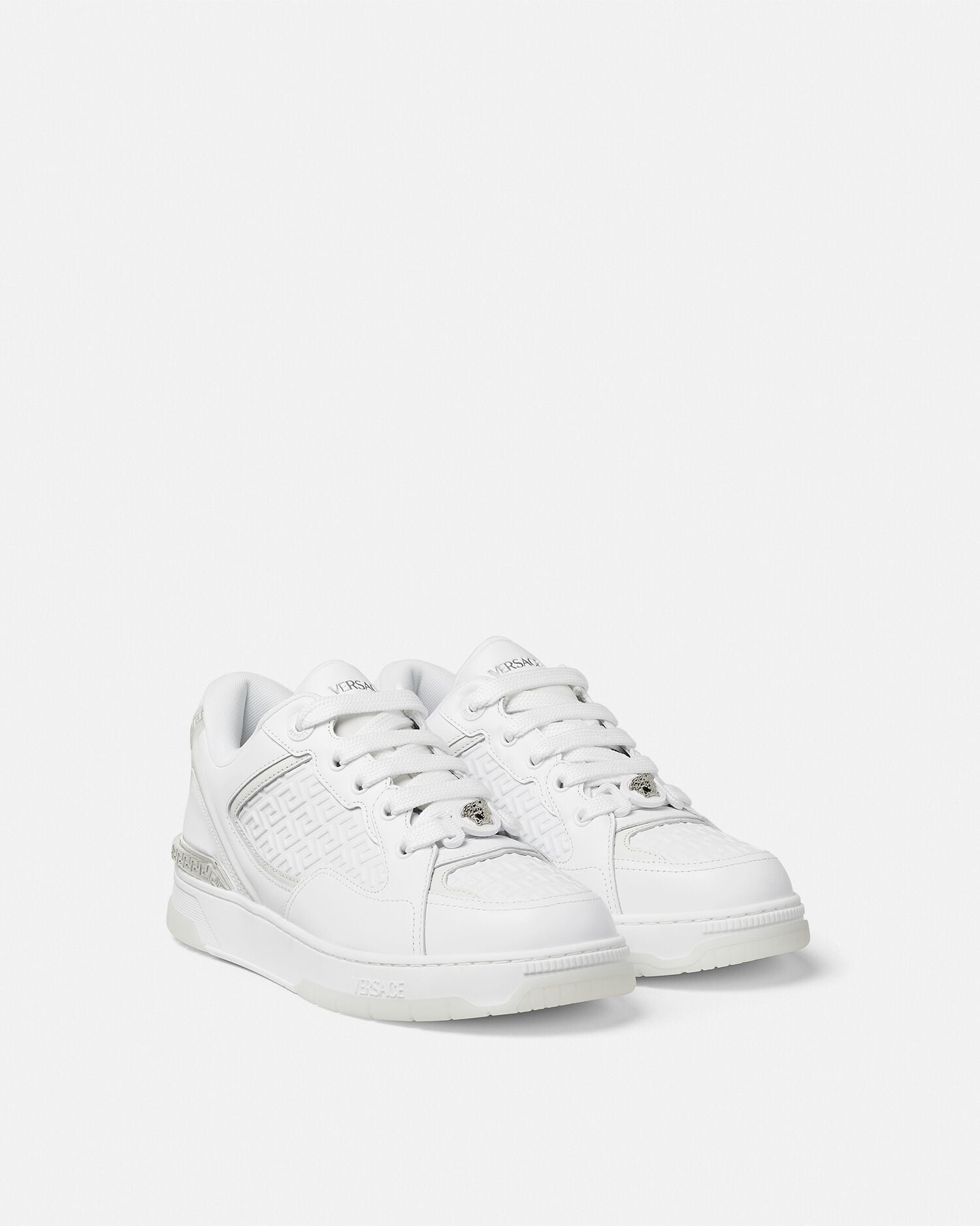 Biggie Basket Leather Sneakers White | VERSACE US