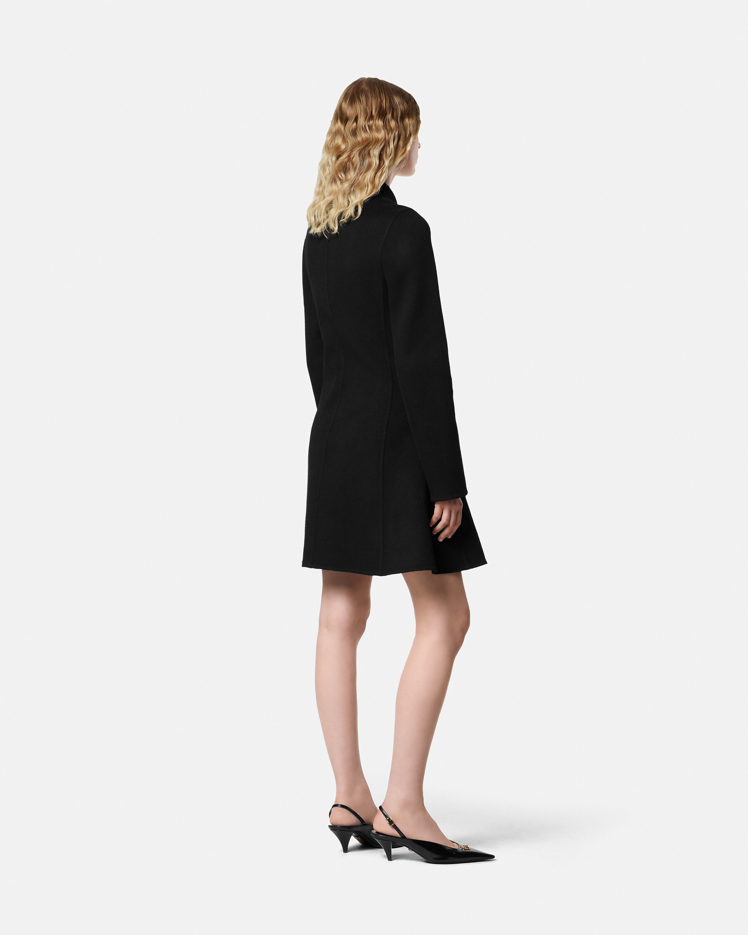 Wool-Cashmere A-Line Coat Black | VERSACE