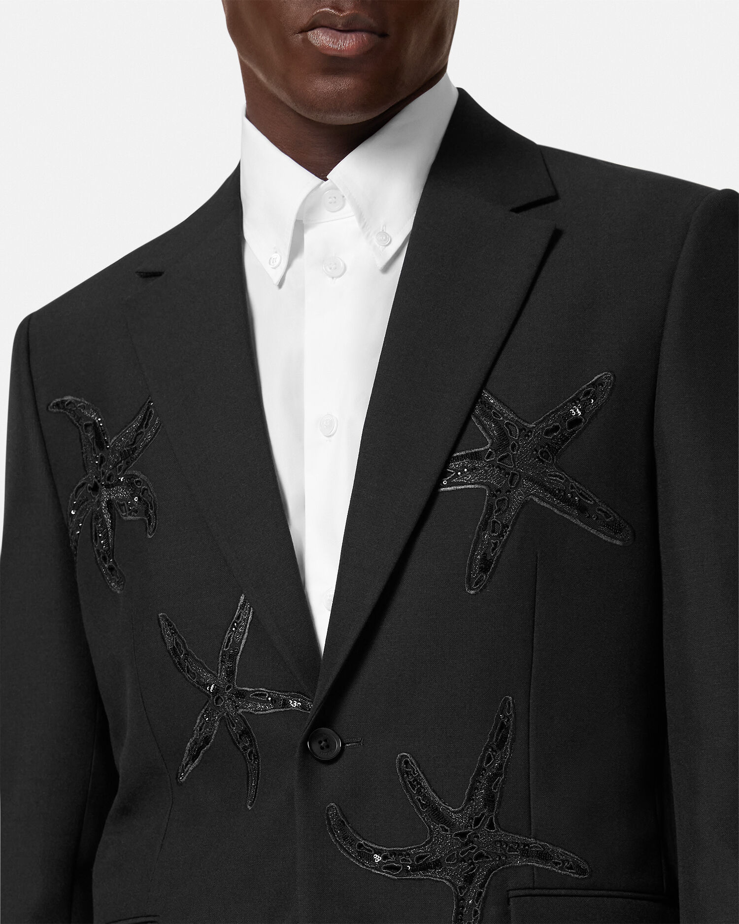 Embellished Mohair-Blend Blazer Black | VERSACE US