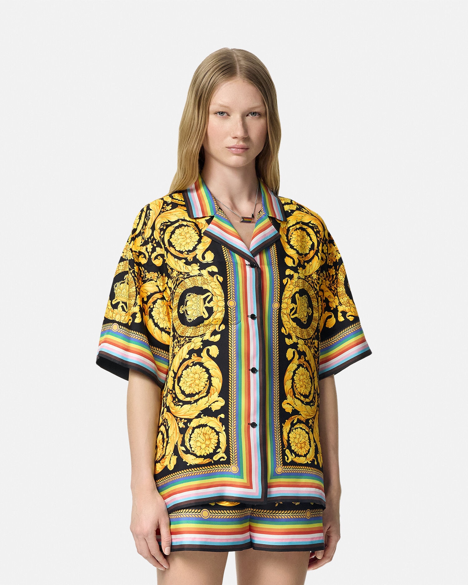 Camicia in seta Barocco Pride Nero Stampa VERSACE IT