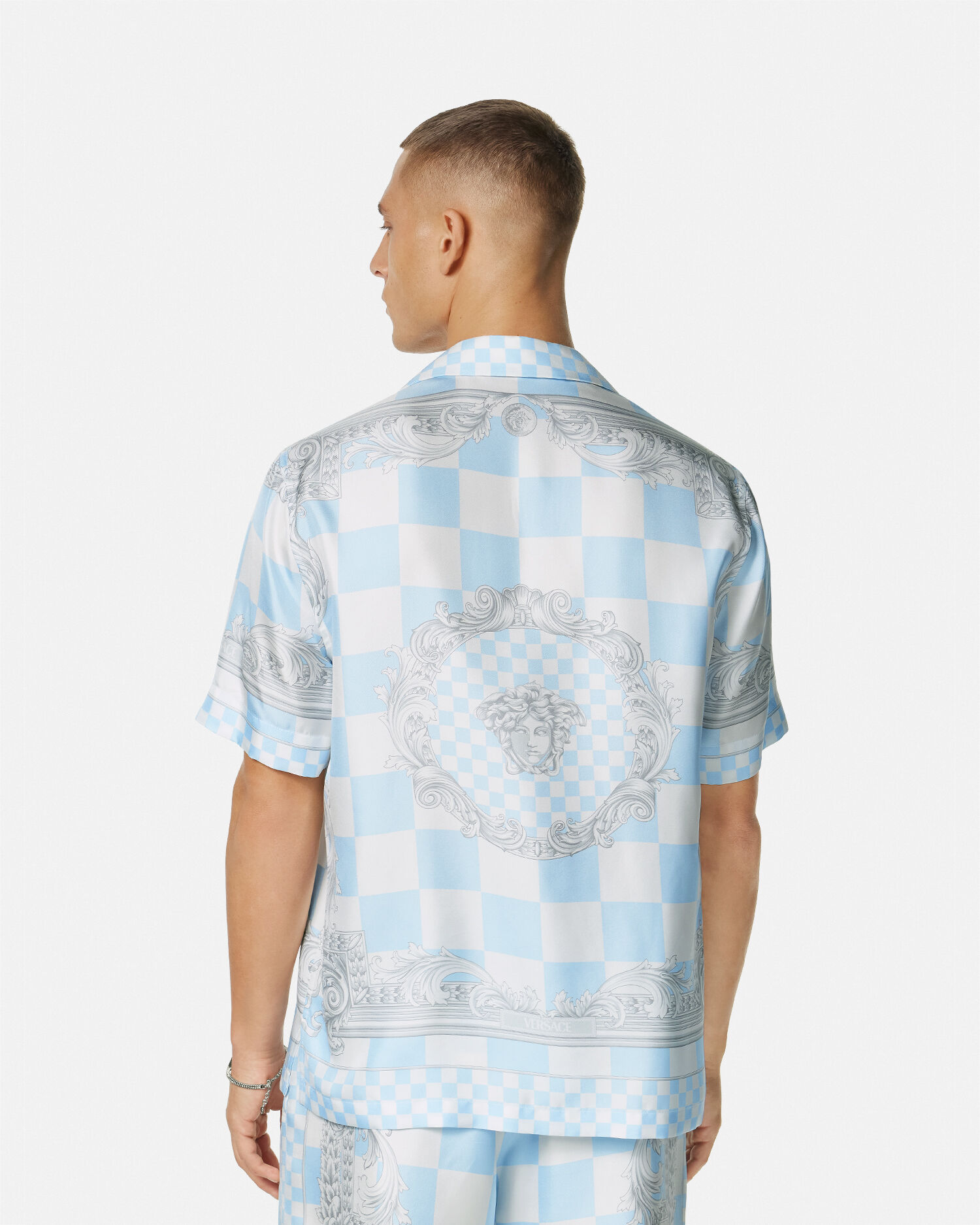 Blue and white versace shirt online