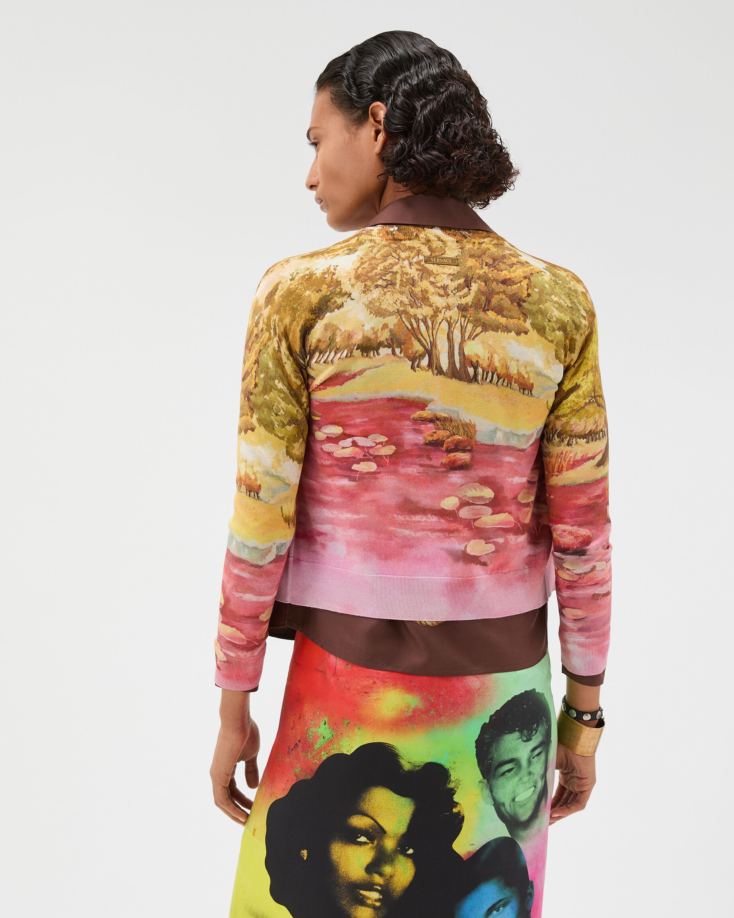 Printed Silk Knit Cardigan Print | VERSACE