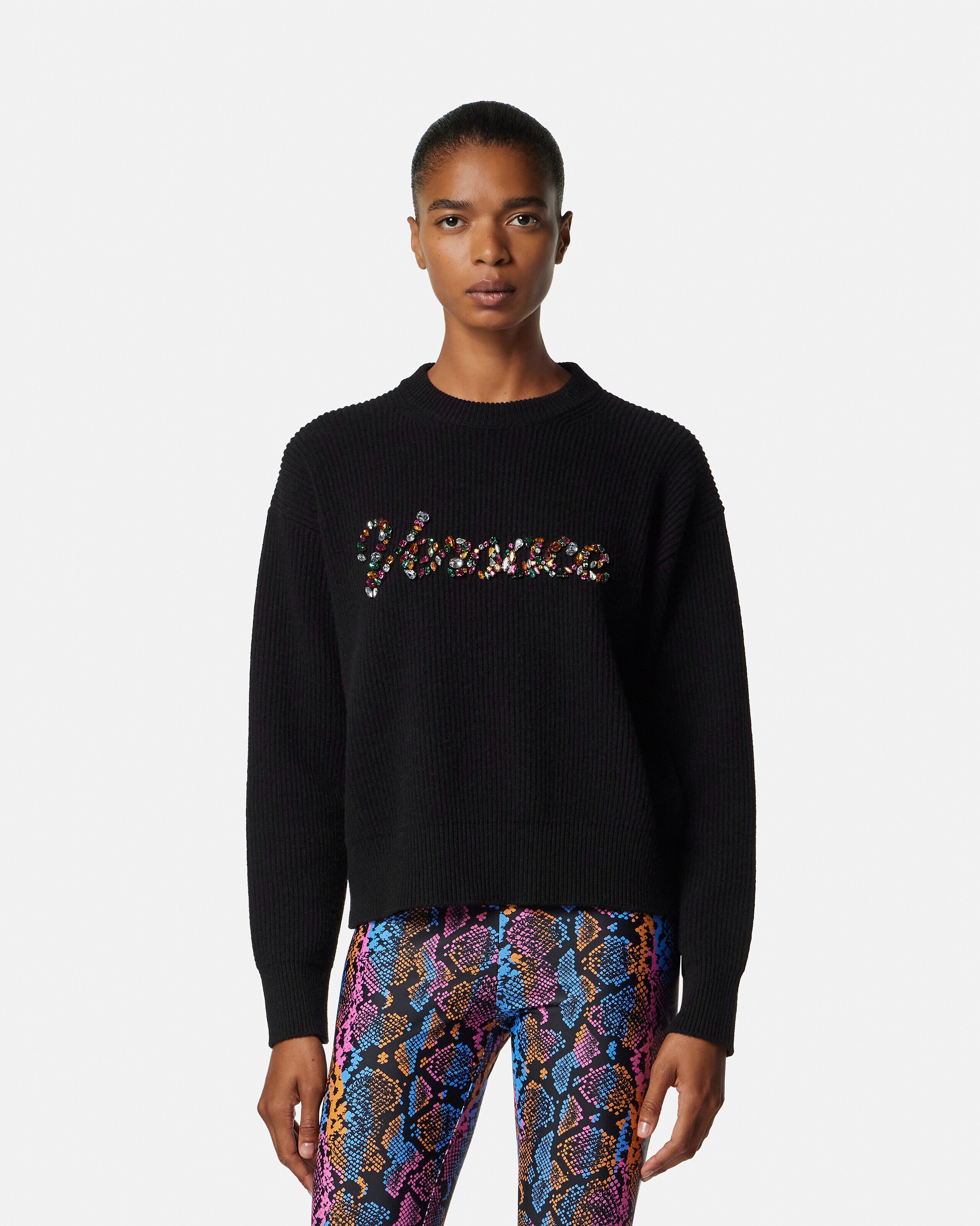 VERSACE ロゴ ニット ヴェルサーチェ☆ロゴ長袖ニット (VERSACE/ニット・セーター
