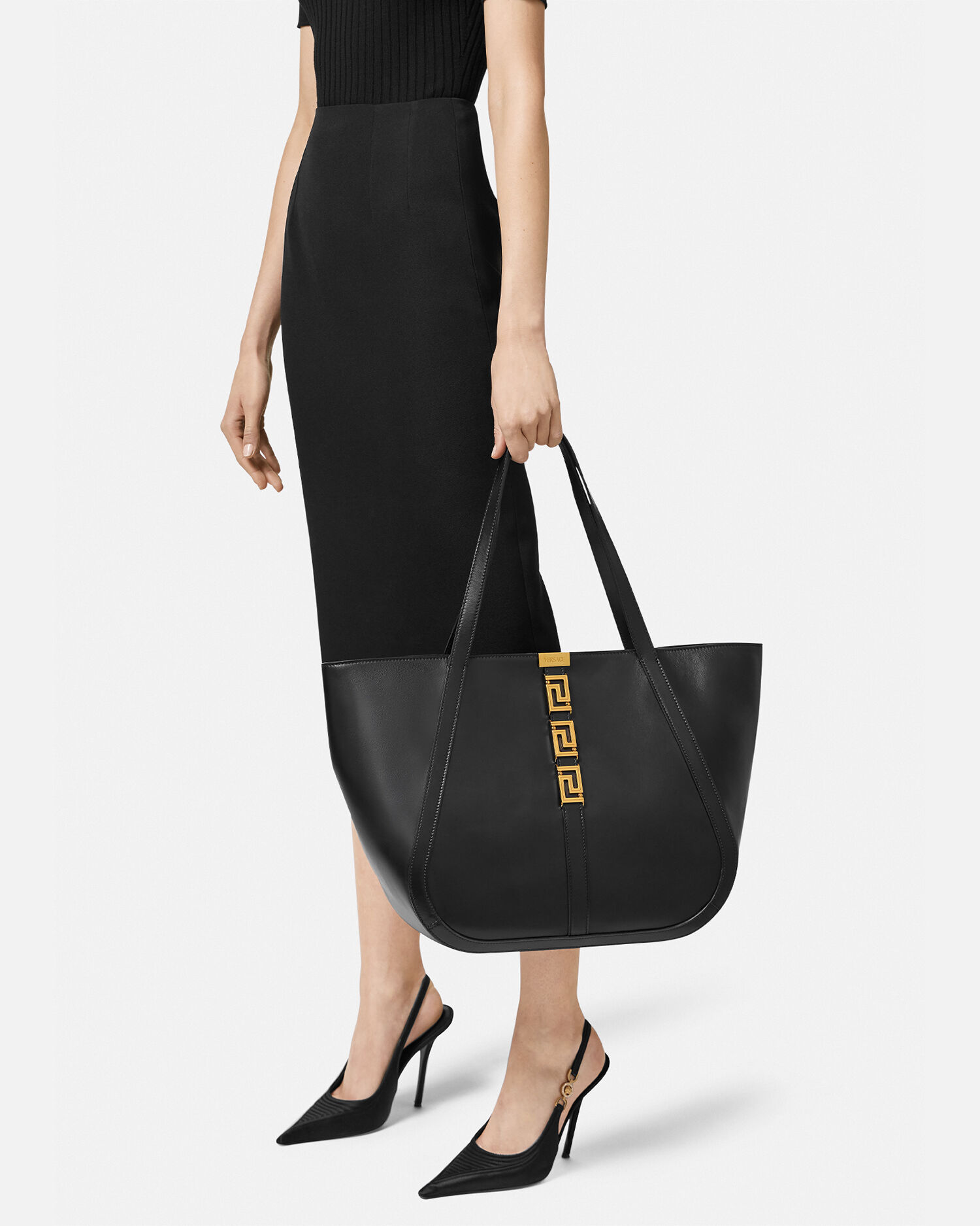 Versace leather tote online
