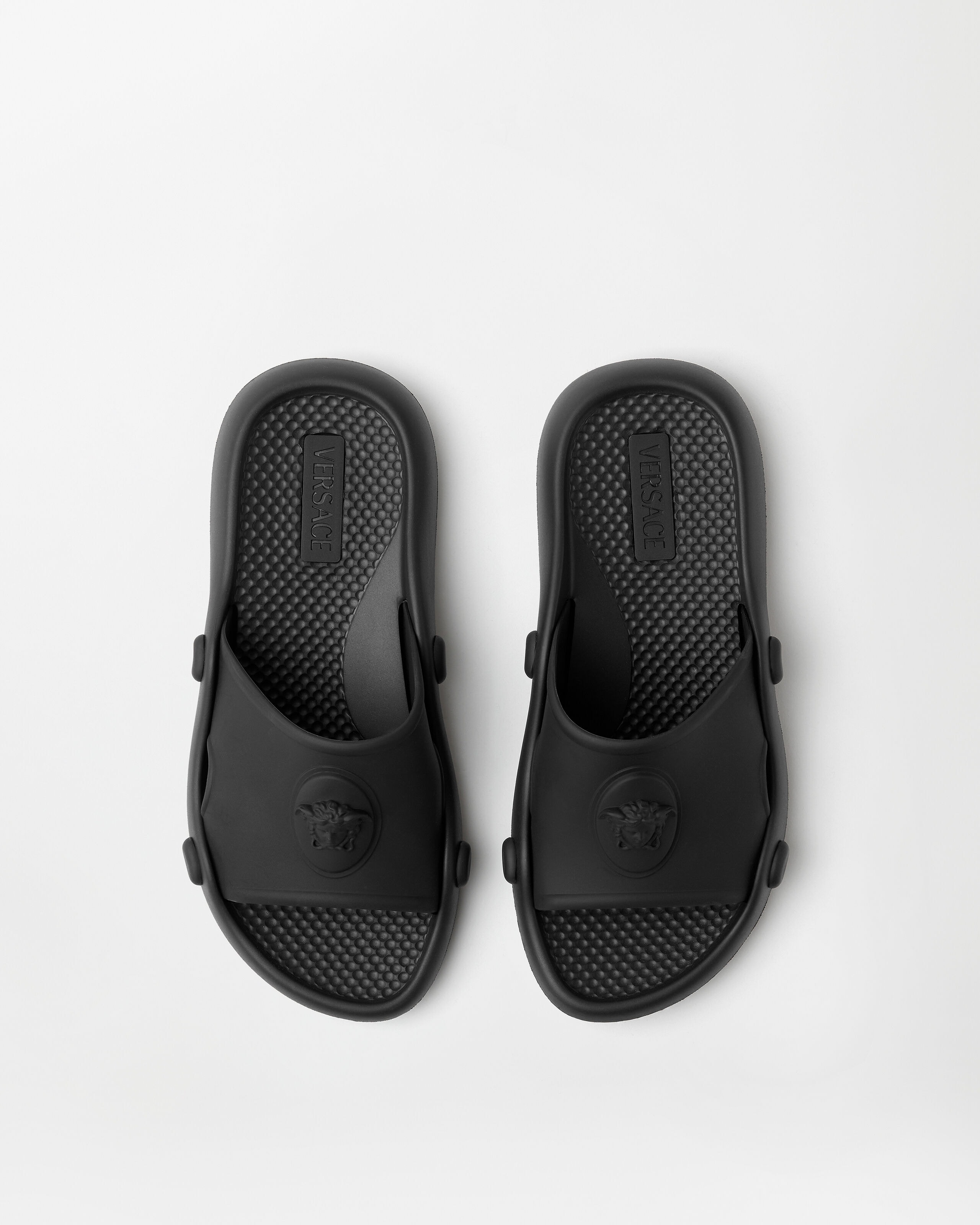 Nettuno Rubber Slides Black | VERSACE US