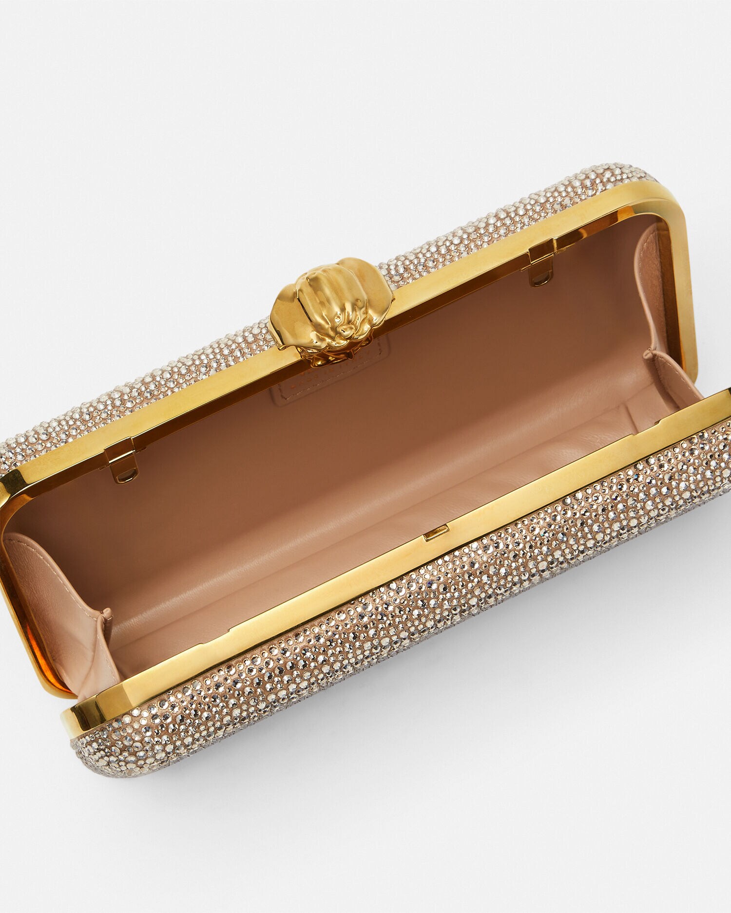 La Medusa Embellished Satin Clutch Pink | VERSACE US