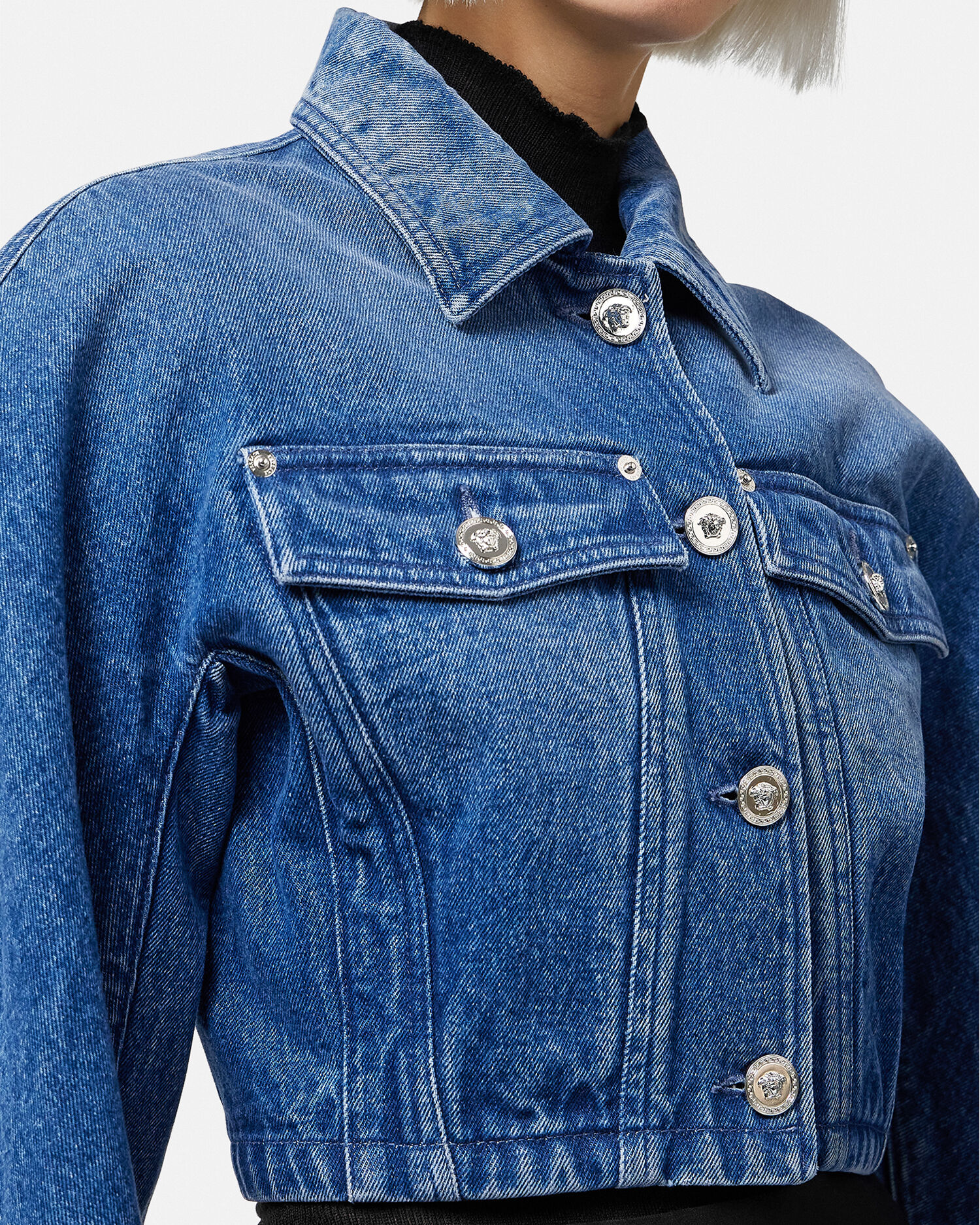 Versace denim jacket womens clearance