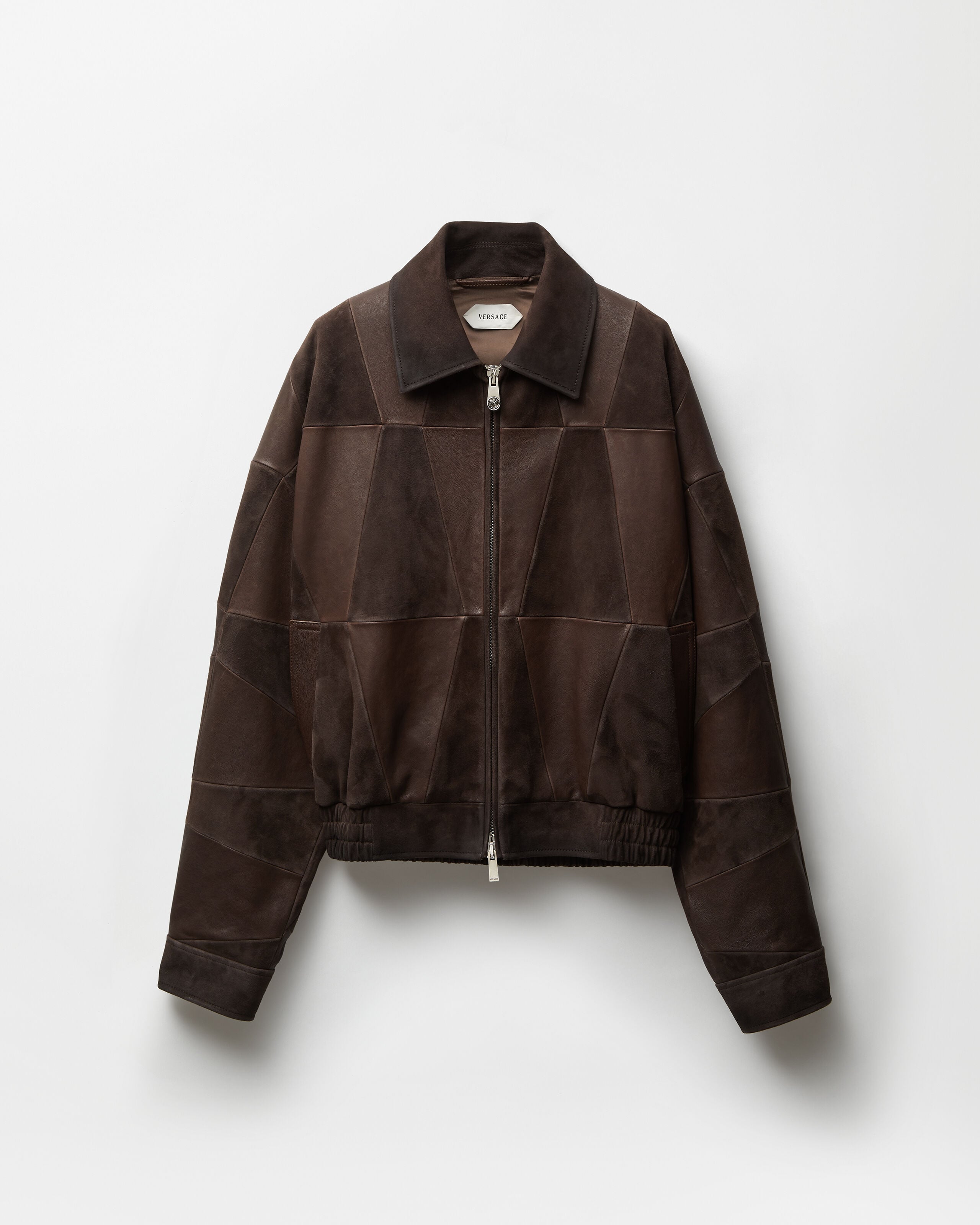 GIANNI VERSACE ブラウンレザーボンバージャケット Men's Designer Bomber, Leather & Blouson Jackets | VERSACE