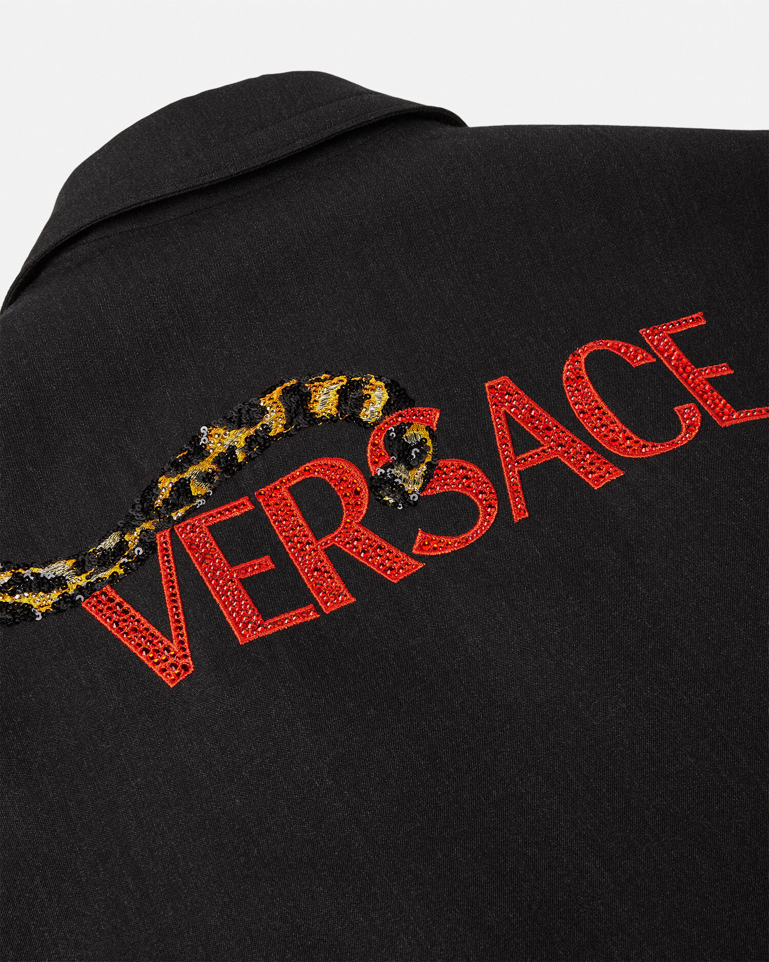 Versace Leopard Mélange Wool Blouson Jacket Black | VERSACE US