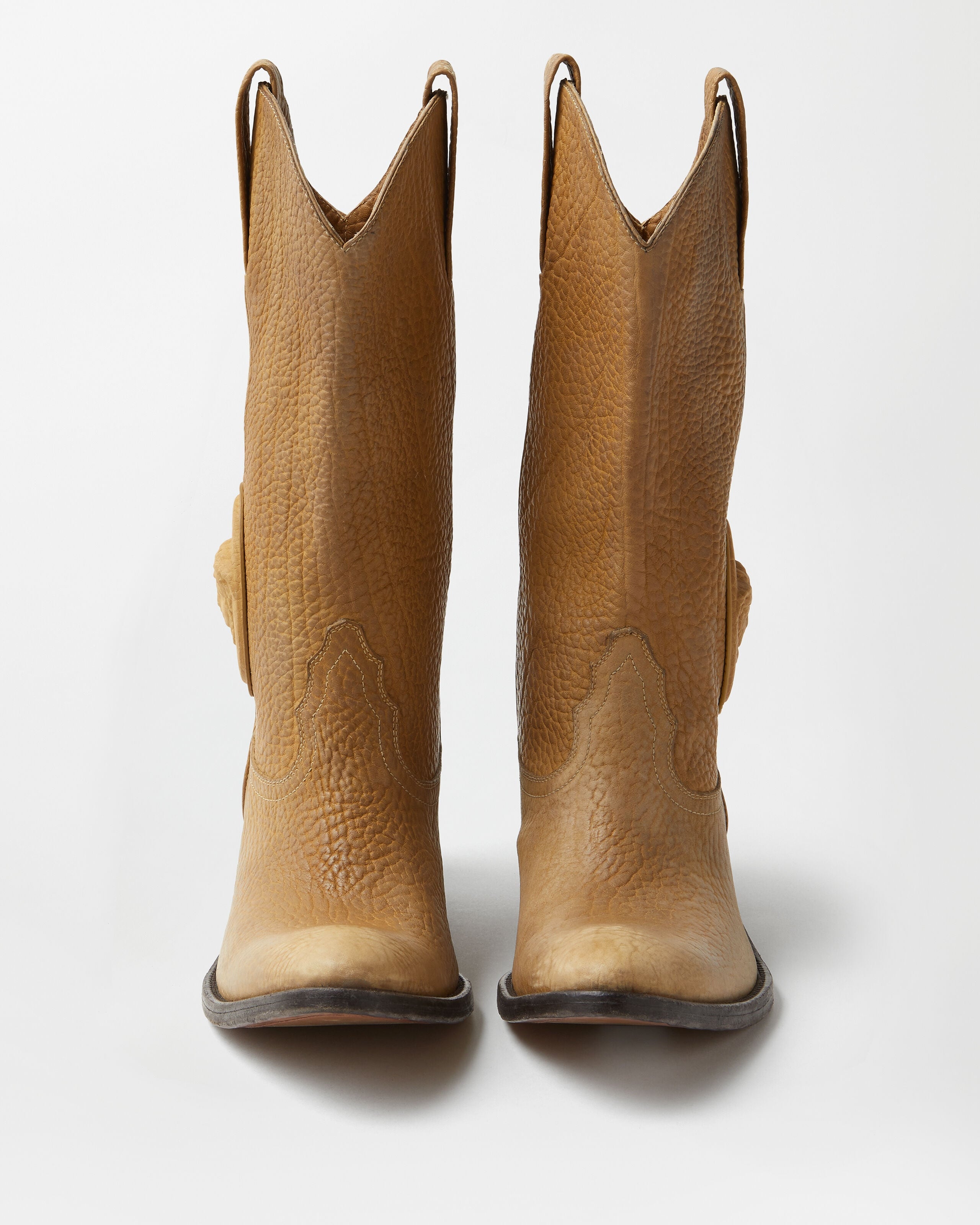 Houston Leather Texan Boots 35 mm Beige | VERSACE CA