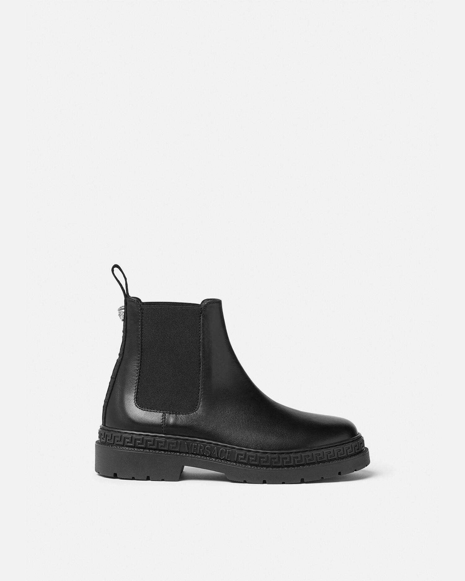 Kids Leather Chelsea Boots Black | VERSACE US