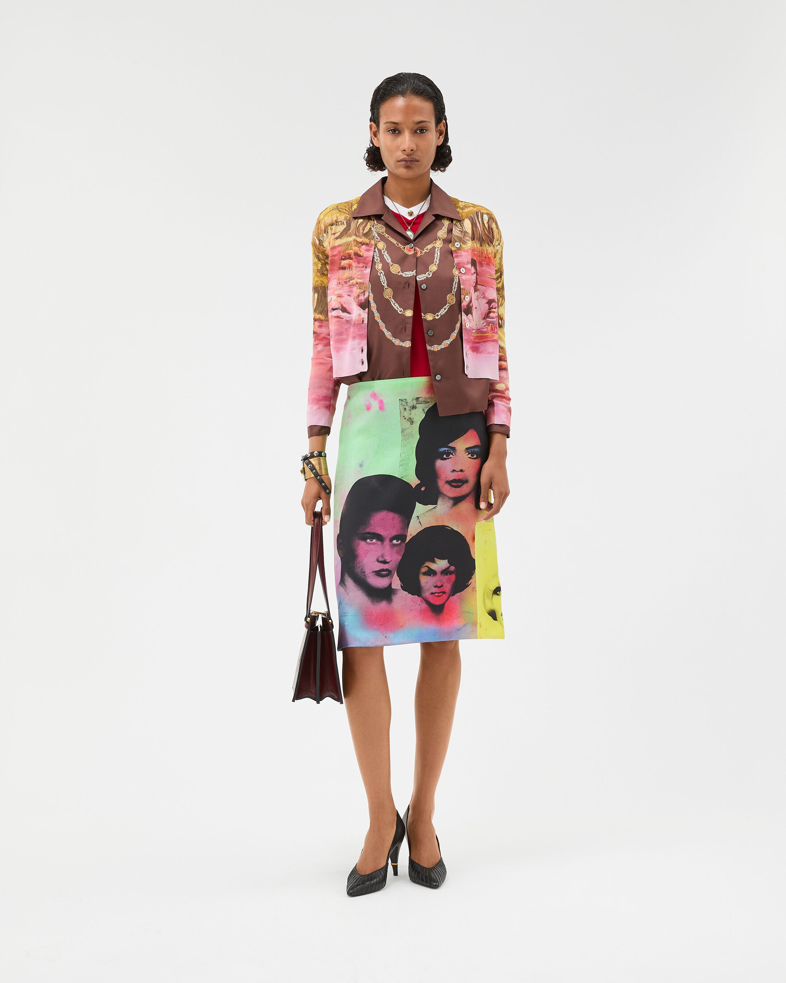 Printed Silk Knit Cardigan Print | VERSACE