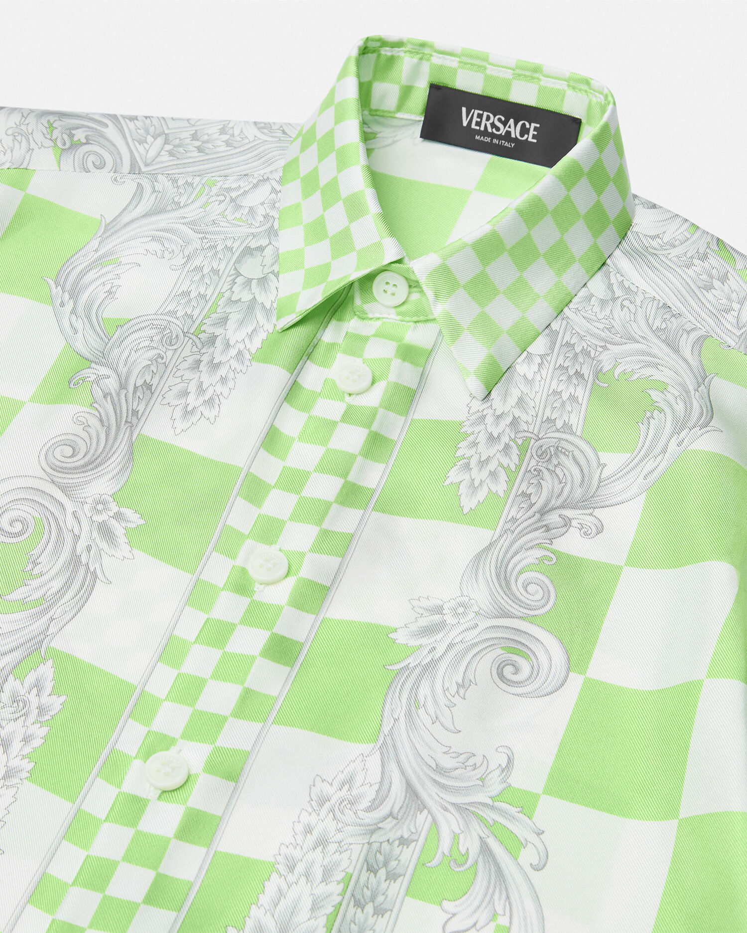 Camicia in seta Medusa Contrasto Kids Verde Stampa VERSACE IT