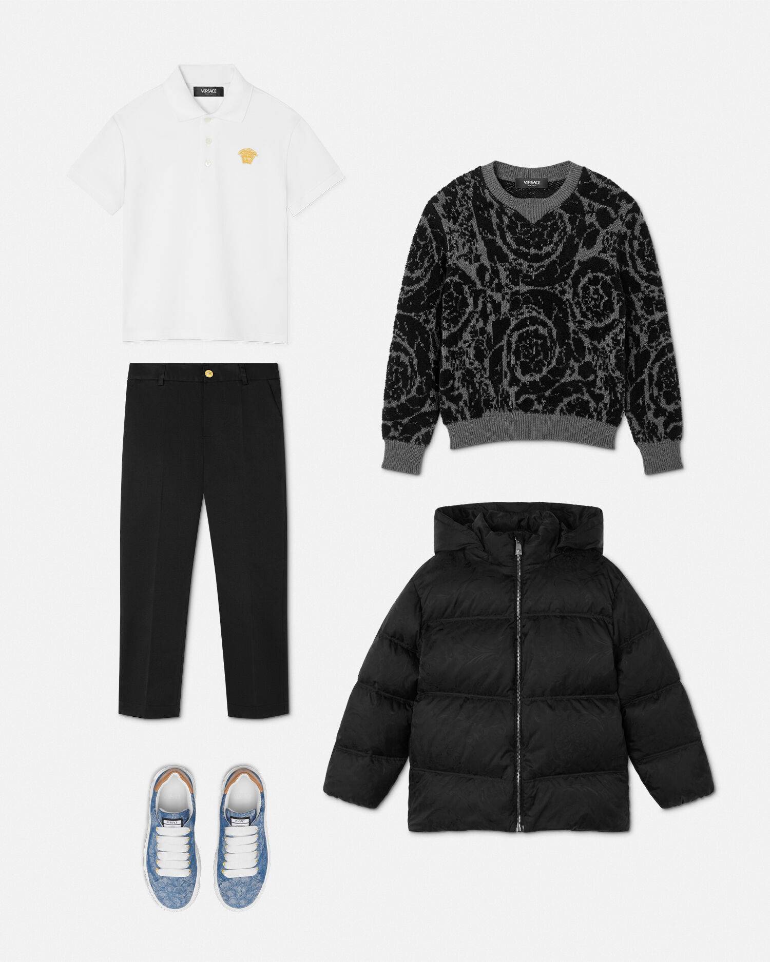 Kids Jacquard Cotton-Blend Knit Sweater | VERSACE