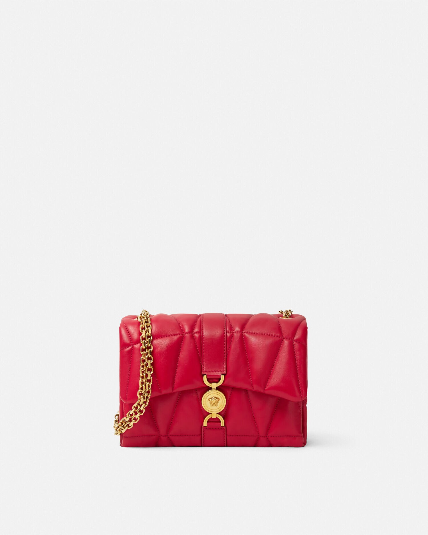 Kleio Quilted Nappa Shoulder Bag Red | VERSACE